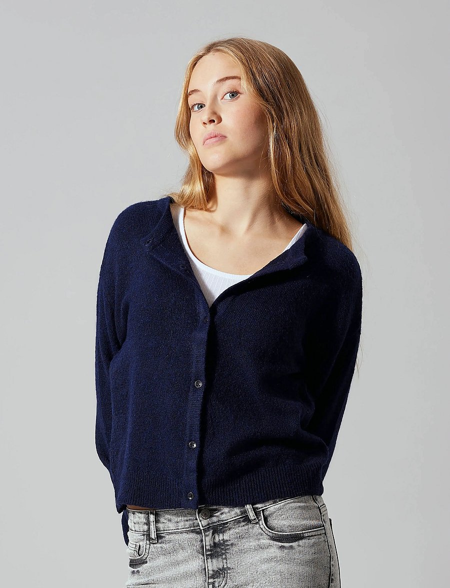 LMTD - NLFLODET LS SHORT KNIT CARDIGAN NOOS - cardigans - dark sapphire - 4