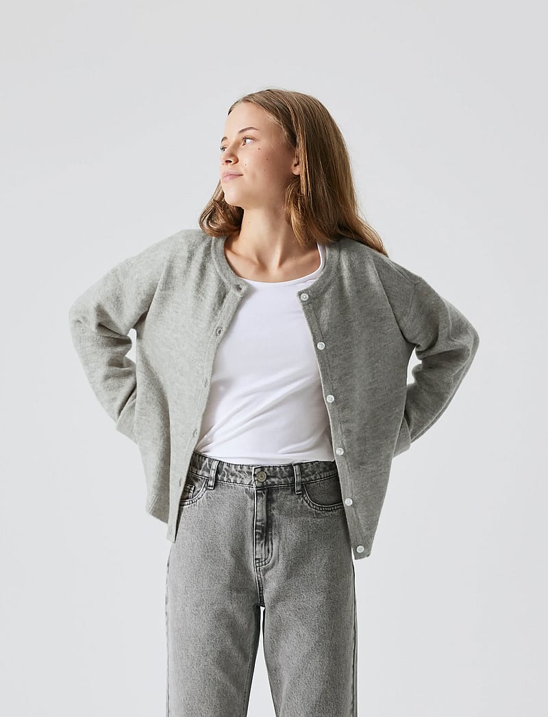 LMTD - NLFLODET LS SHORT KNIT CARDIGAN NOOS - cardigans - light grey melange - 0