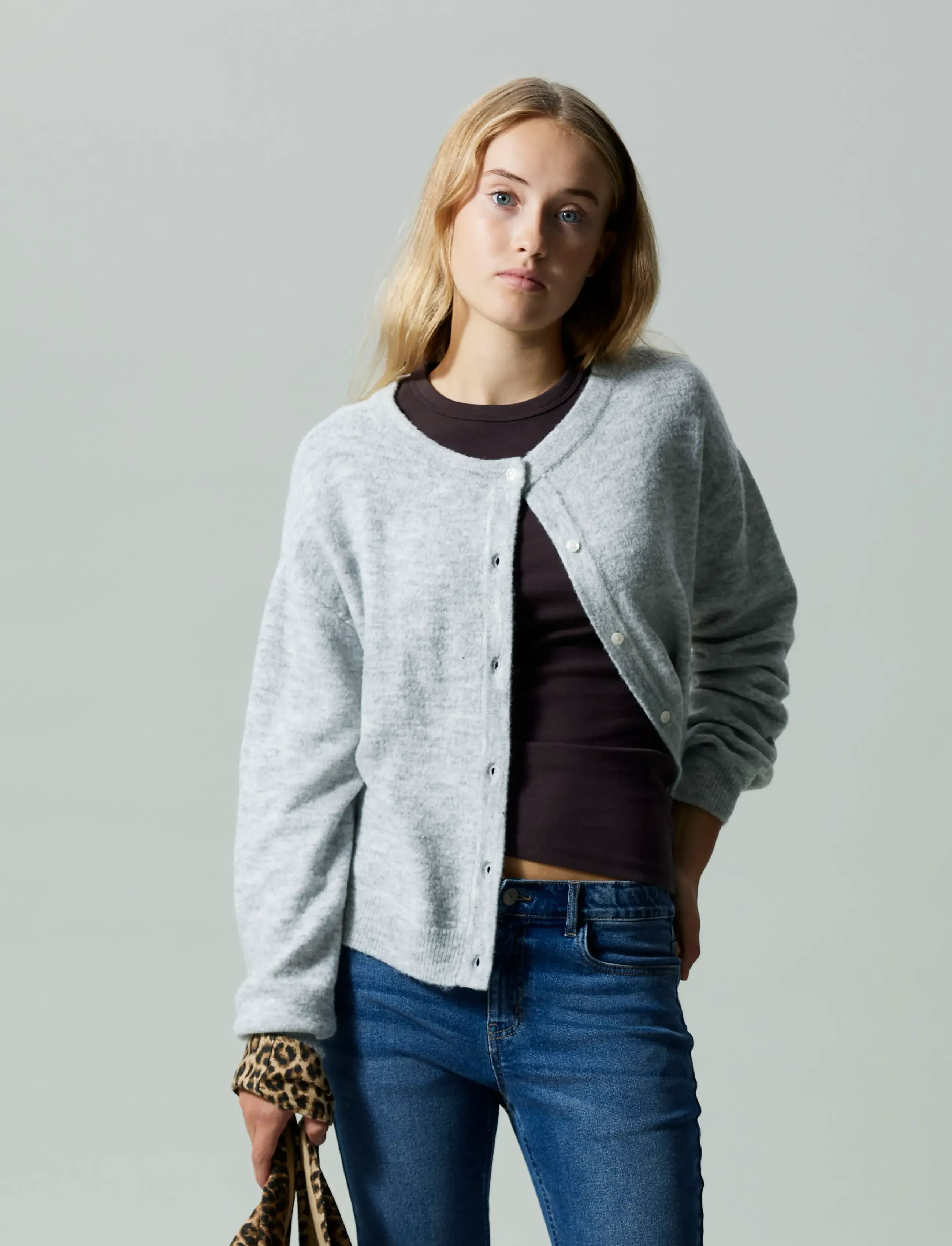 LMTD - NLFLODET LS SHORT KNIT CARDIGAN NOOS - gebreide vesten - light grey melange - 3