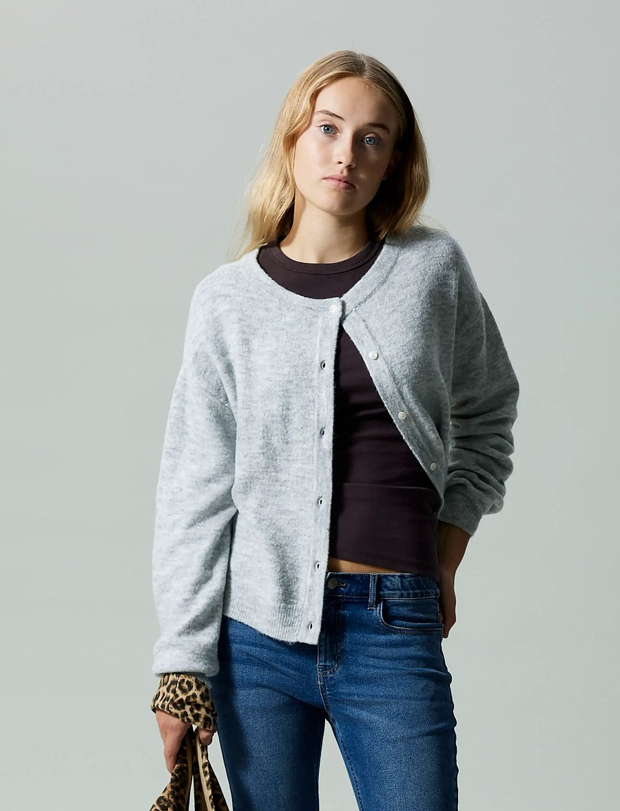 LMTD - NLFLODET LS SHORT KNIT CARDIGAN NOOS - gebreide vesten - light grey melange - 3