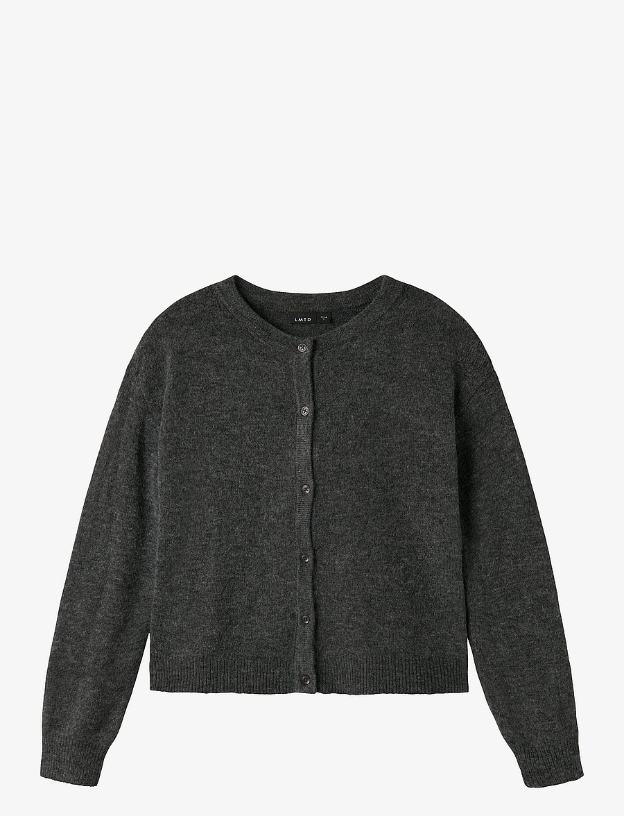 LMTD - NLFLODET LS SHORT KNIT CARDIGAN NOOS - susegamieji megztiniai - raven - 0