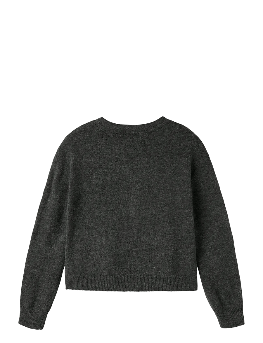 LMTD - NLFLODET LS SHORT KNIT CARDIGAN NOOS - susegamieji megztiniai - raven - 1