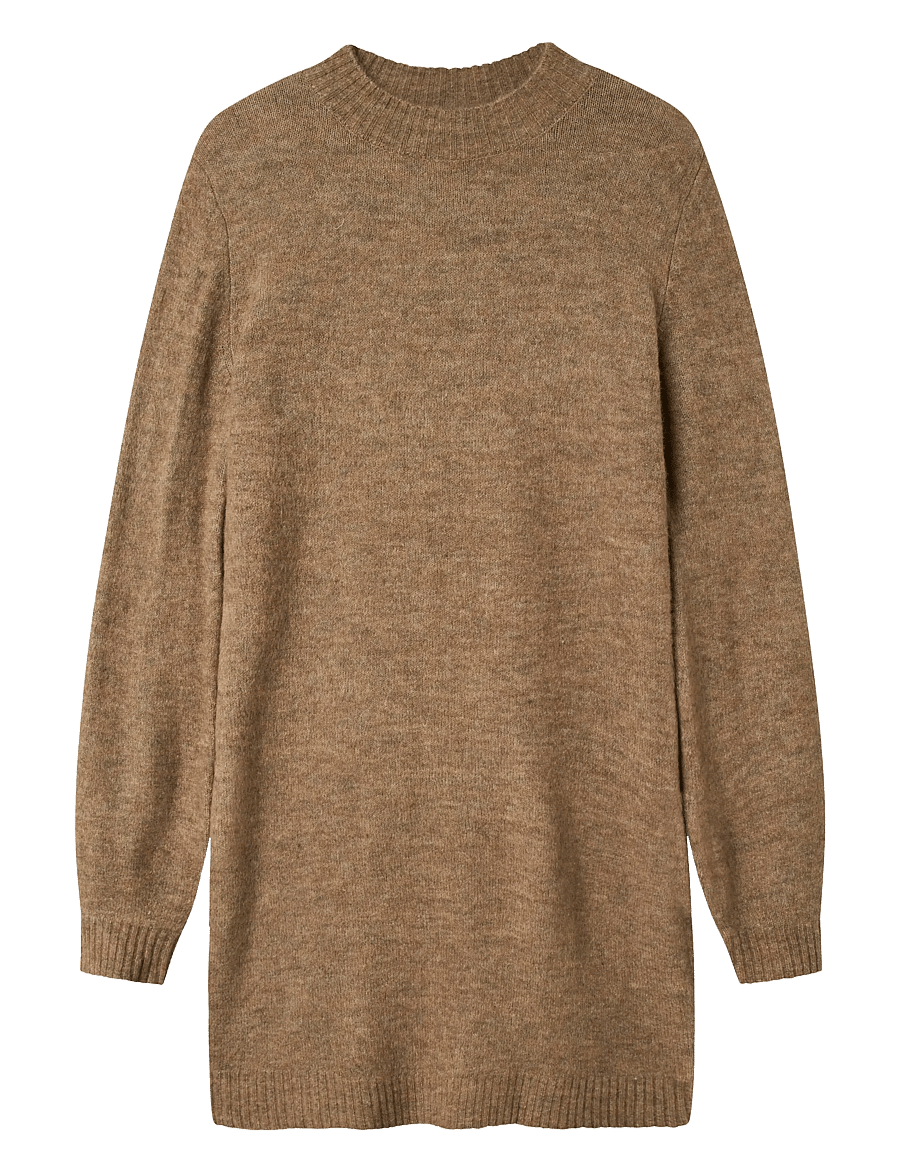 LMTD - NLFLODET LS SHORT KNIT DRESS - robes décontractées à manches longues - savannah tan - 1