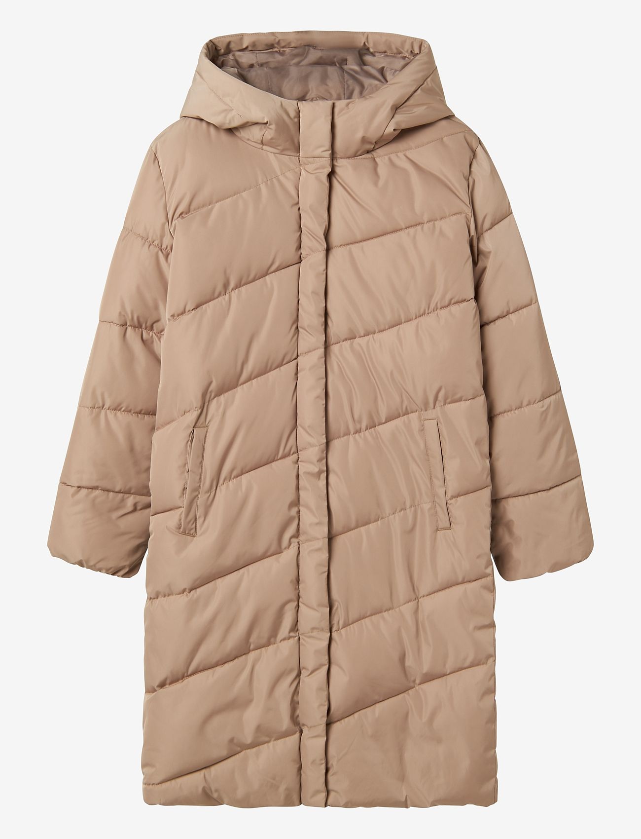 LMTD - NLFMYIS03 LONG JACKET BIAS W HOOD FO - winter jackets - mocha meringue - 0