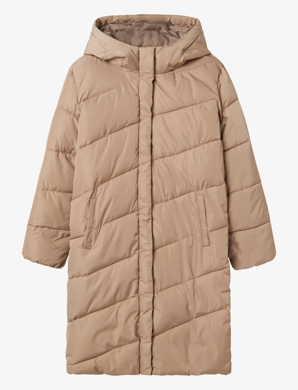 LMTD - NLFMYIS03 LONG JACKET BIAS W HOOD FO - vinterjackor - mocha meringue - 0