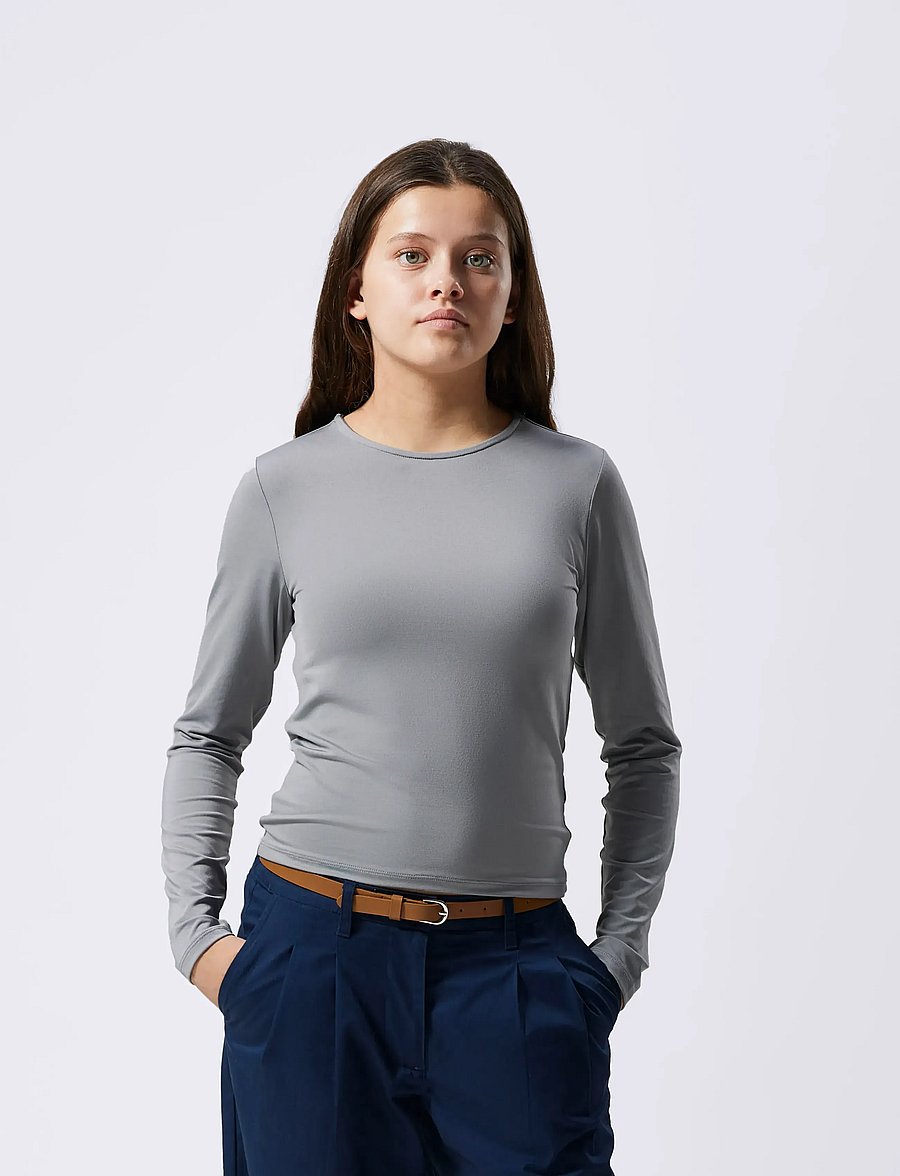 LMTD - NLFDINCI LS SHORT S TOP NOOS - lange mouwen - sharkskin - 2