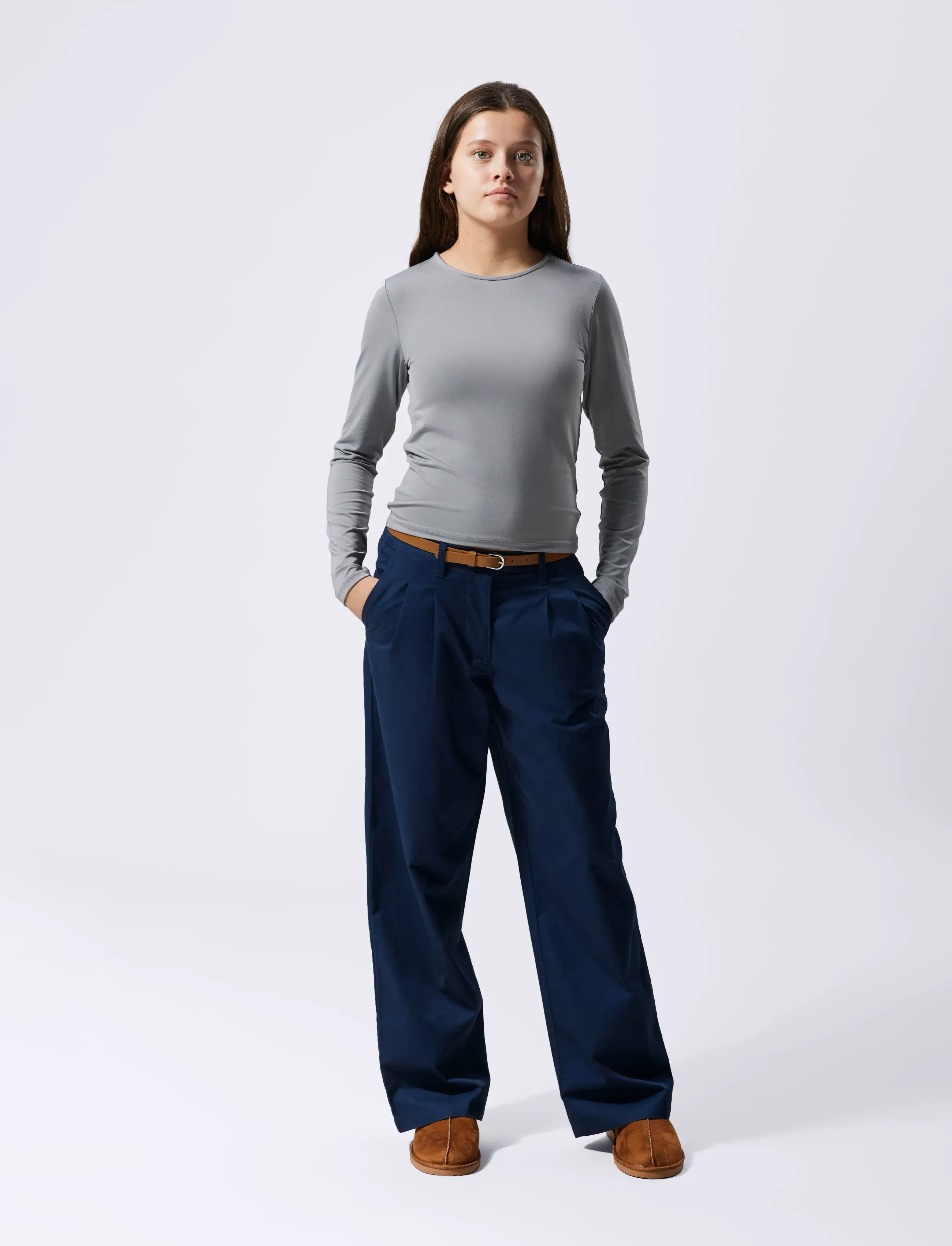 LMTD - NLFDINCI LS SHORT S TOP NOOS - lange mouwen - sharkskin - 3
