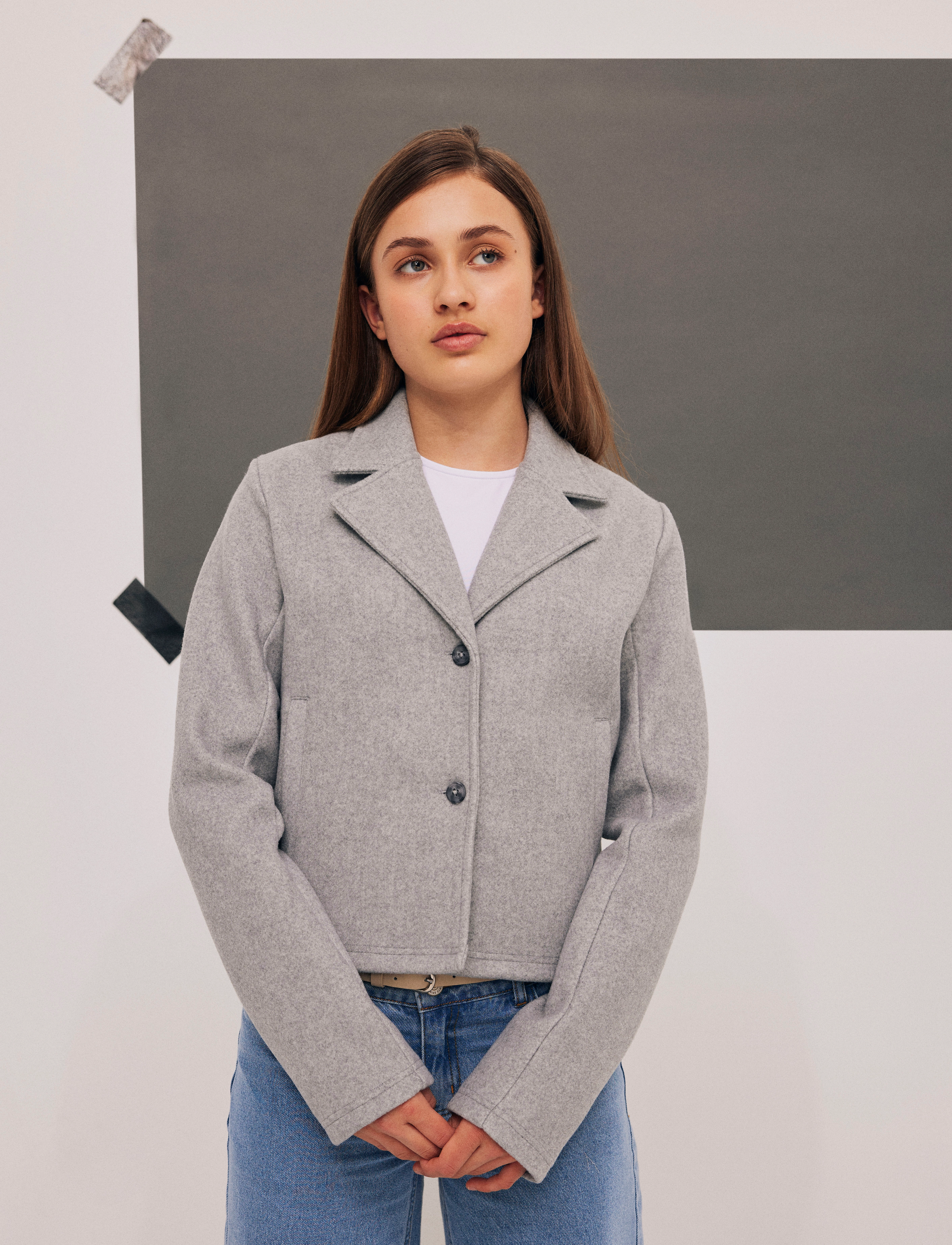 LMTD - NLFLOVE LS SHORT TRENCH COAT - light grey melange - 2
