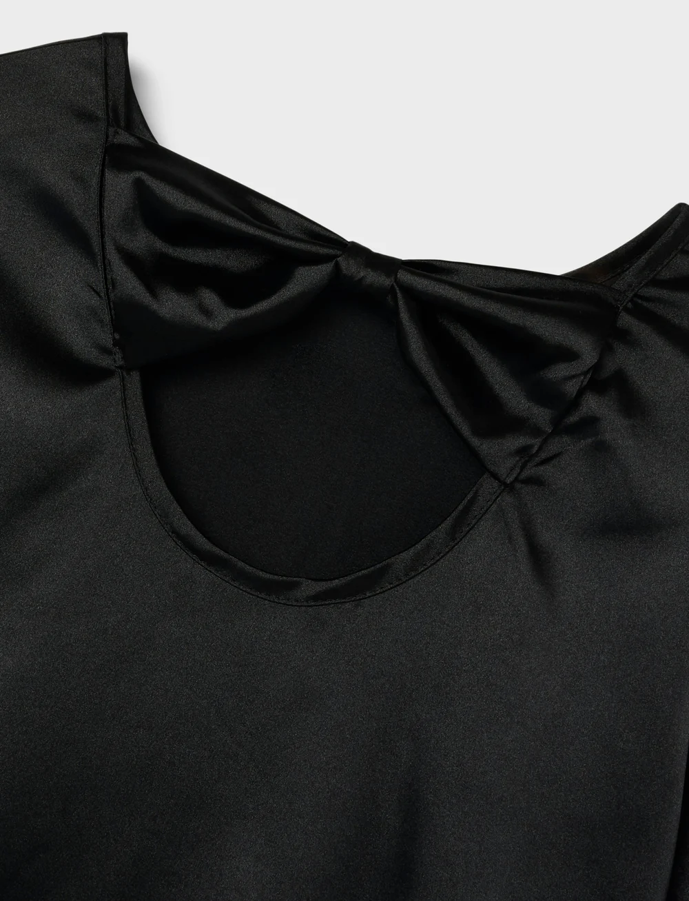 LMTD - NLFSATIN LS BOW DRESS - långärmade vardagsklänningar - black - 1