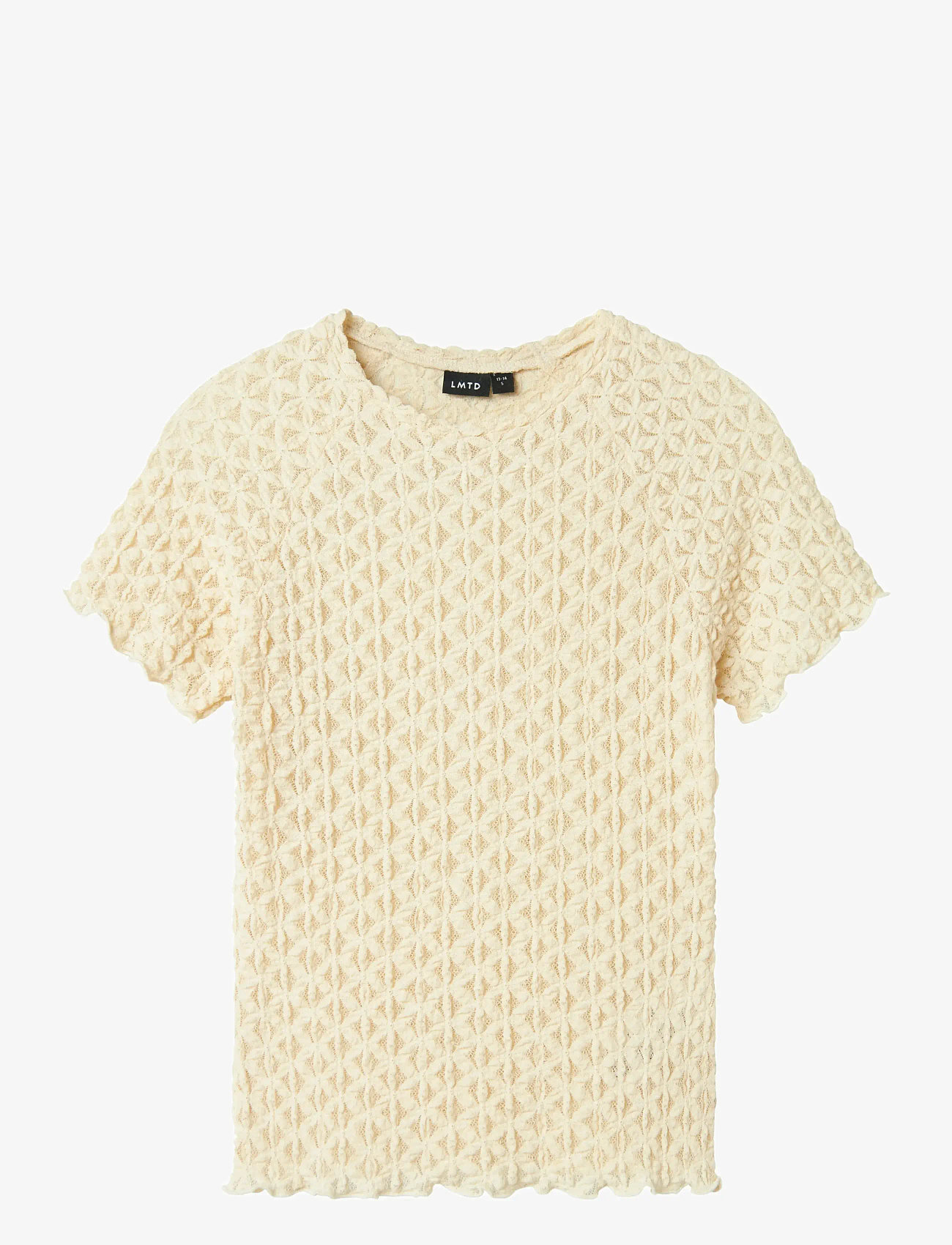 LMTD - NLFRALMA SS SHORT LACE TOP - kortærmede t-shirts - sandshell - 0