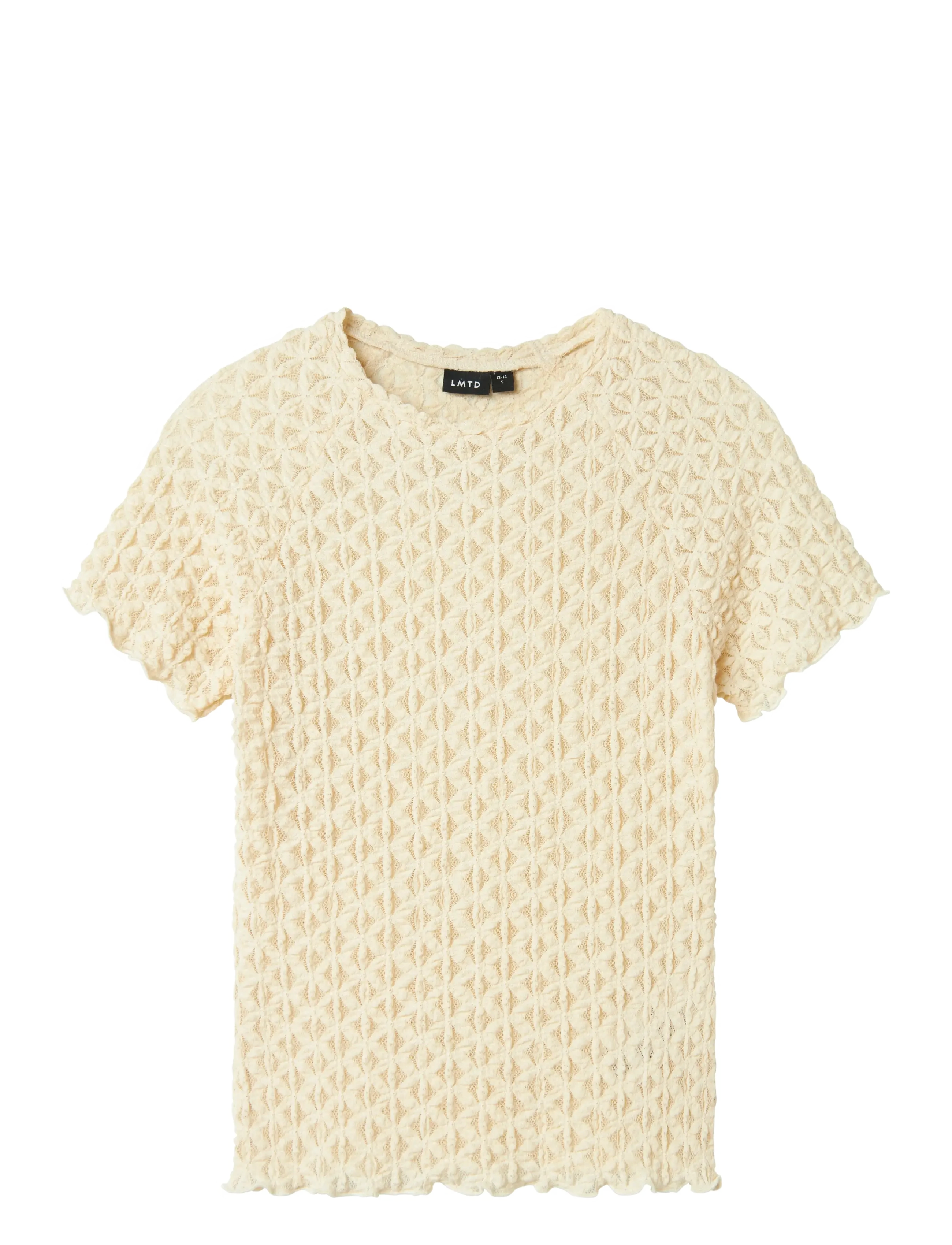 LMTD NLFRALMA SS SHORT LACE TOP - Overdele - SANDSHELL / yellow