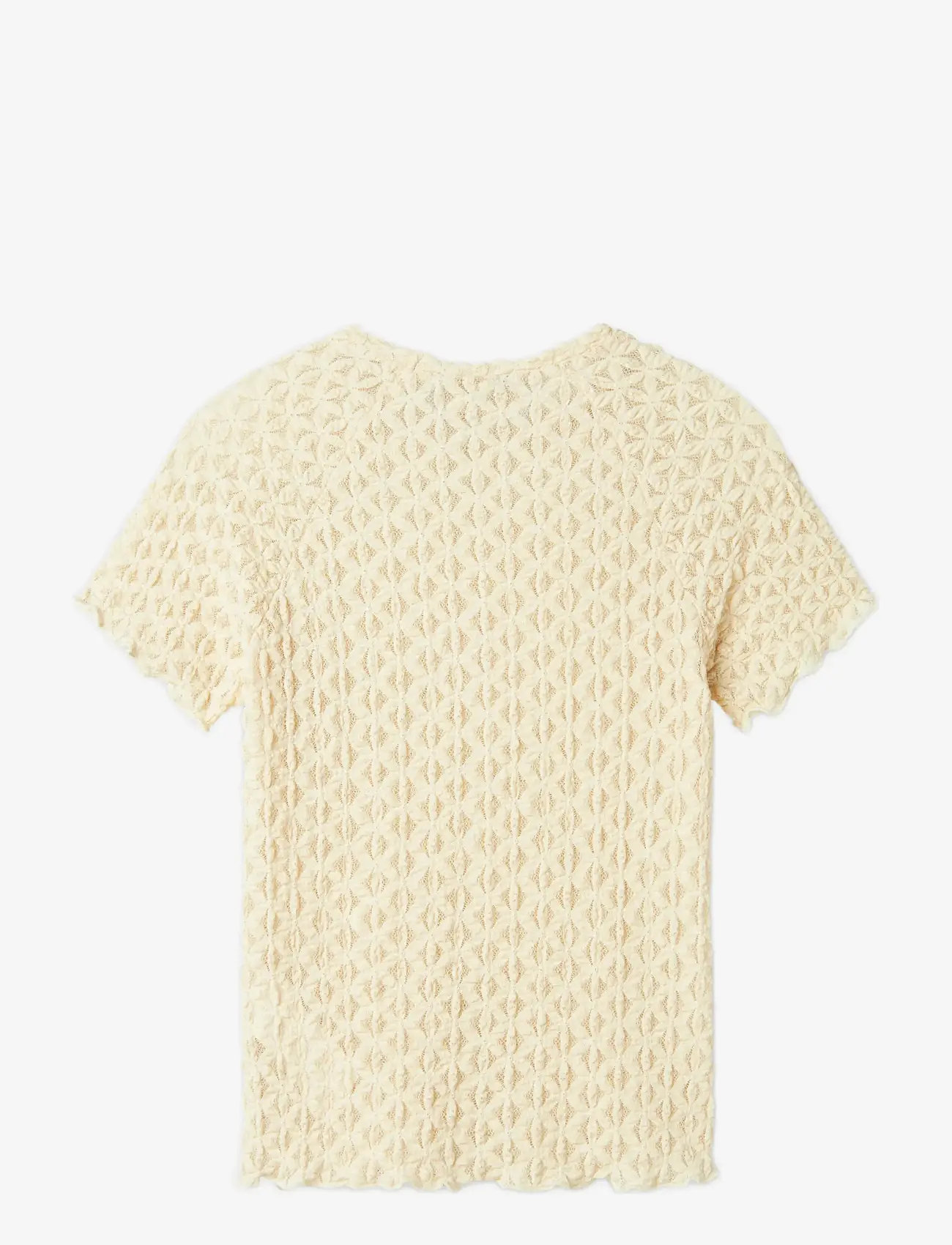 LMTD - NLFRALMA SS SHORT LACE TOP - kortærmede t-shirts - sandshell - 1