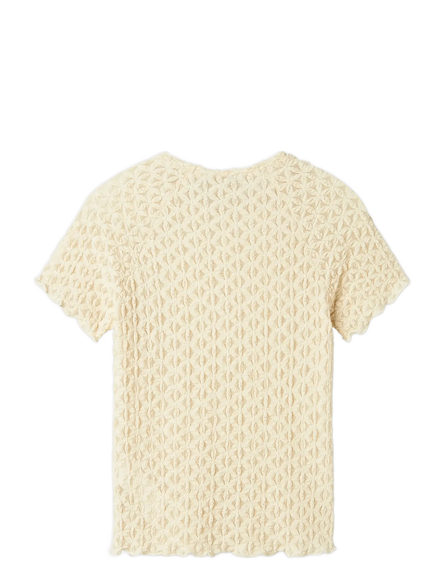 LMTD - NLFRALMA SS SHORT LACE TOP - kurzärmelige - sandshell - 1