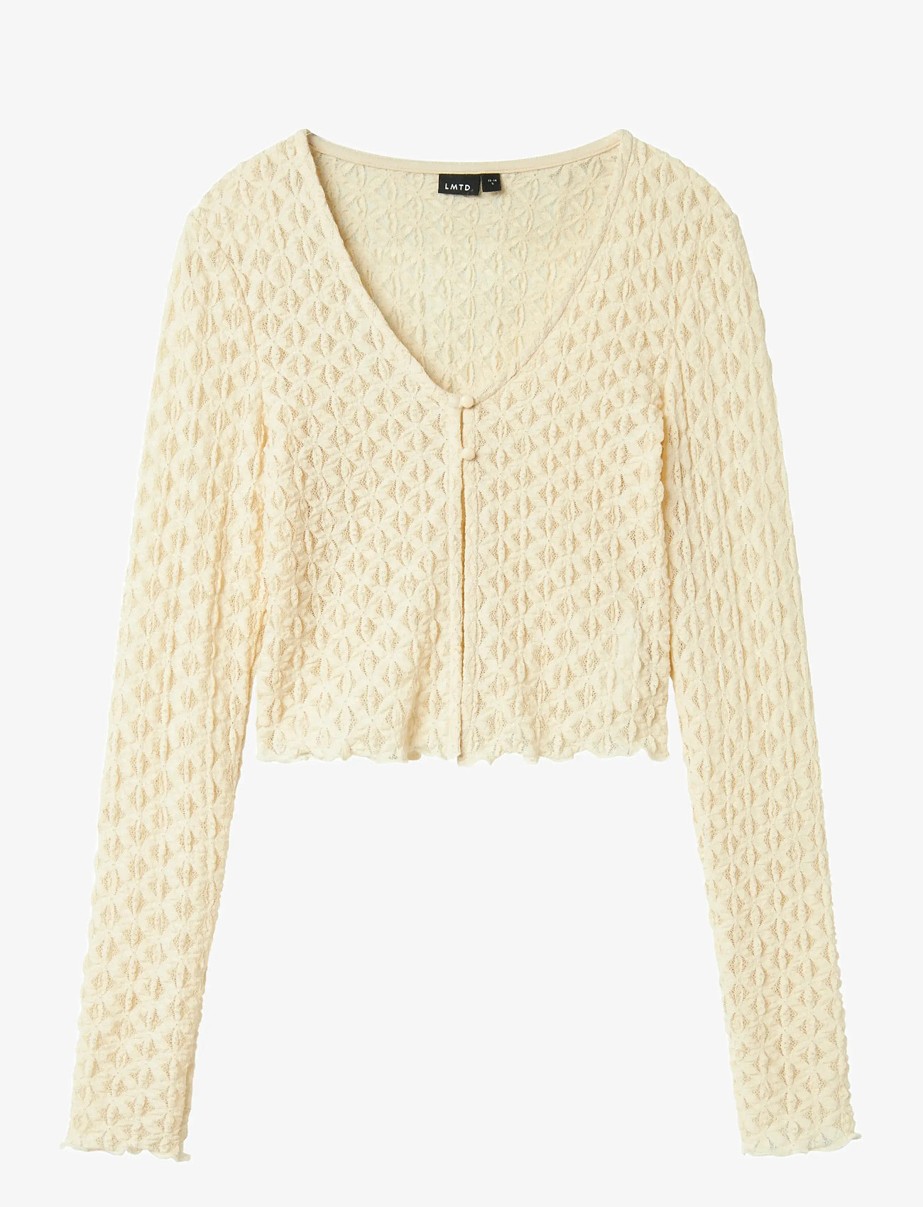LMTD - NLFRALMA LS LACE SHORT CARDIGAN - kardigany - sandshell - 0