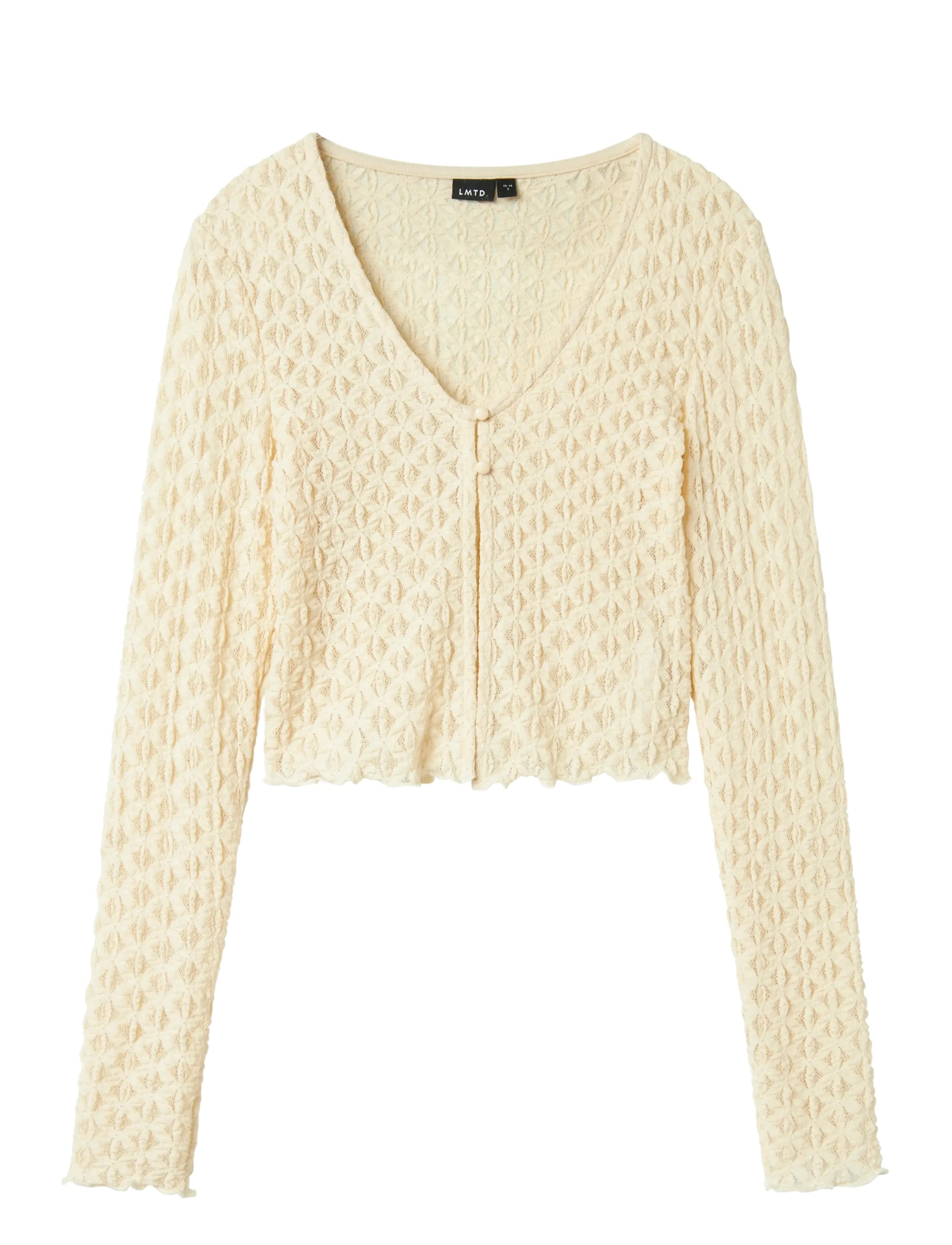 LMTD NLFRALMA LS LACE SHORT CARDIGAN - Overdele - SANDSHELL / yellow