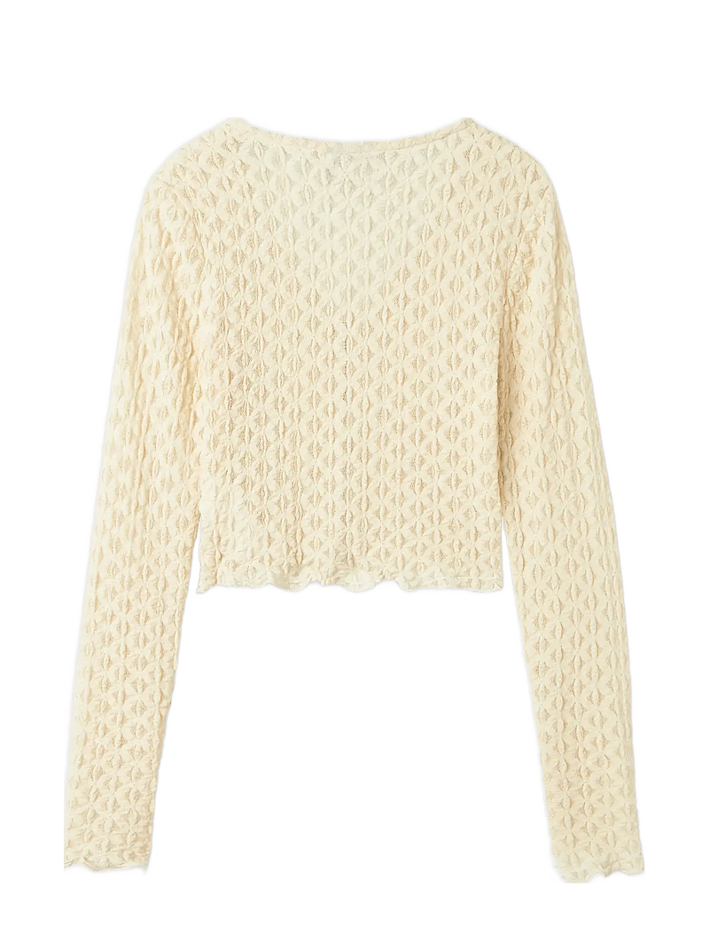 LMTD - NLFRALMA LS LACE SHORT CARDIGAN - cardigans - sandshell - 1