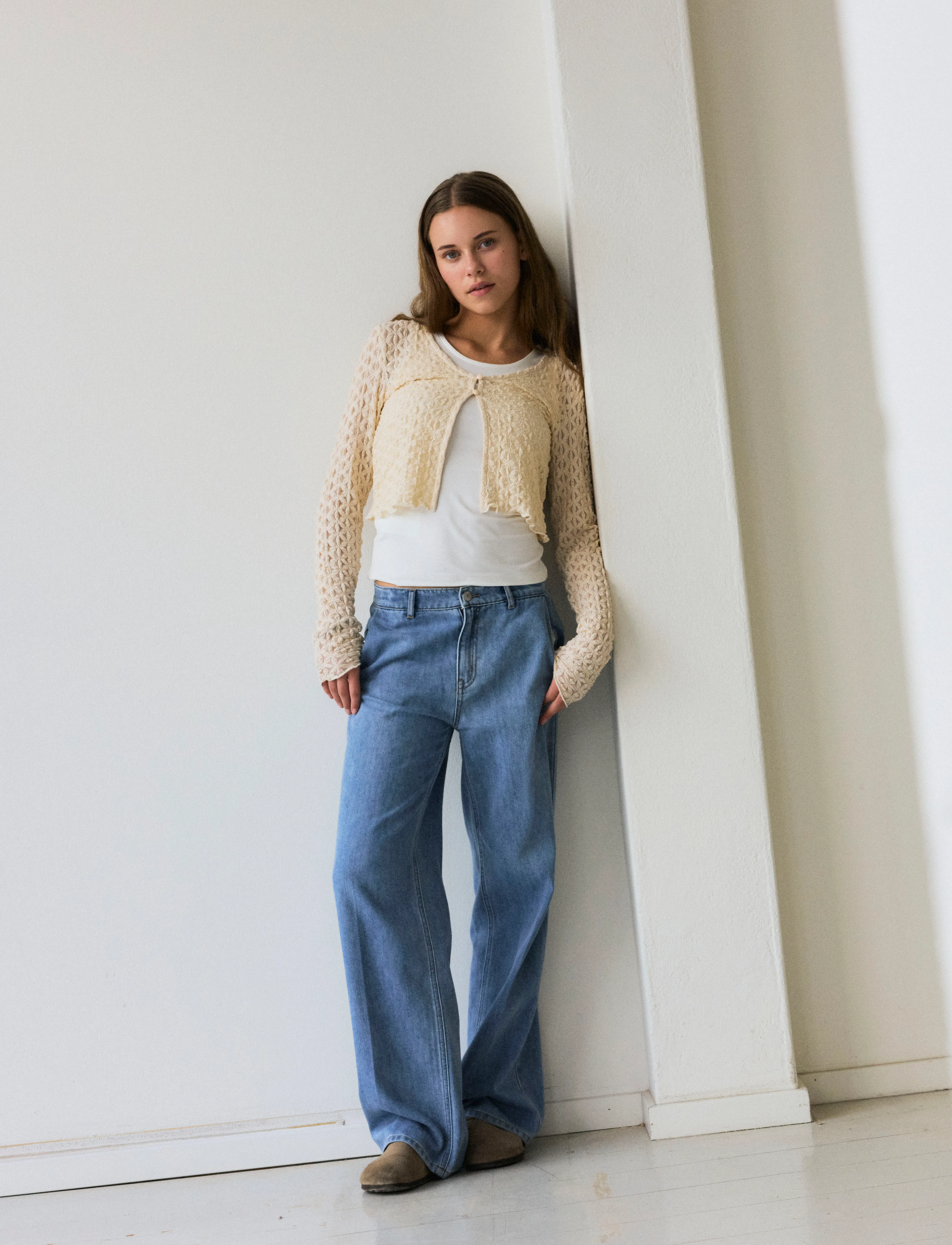 LMTD - NLFRALMA LS LACE SHORT CARDIGAN - cardigans - sandshell - 3