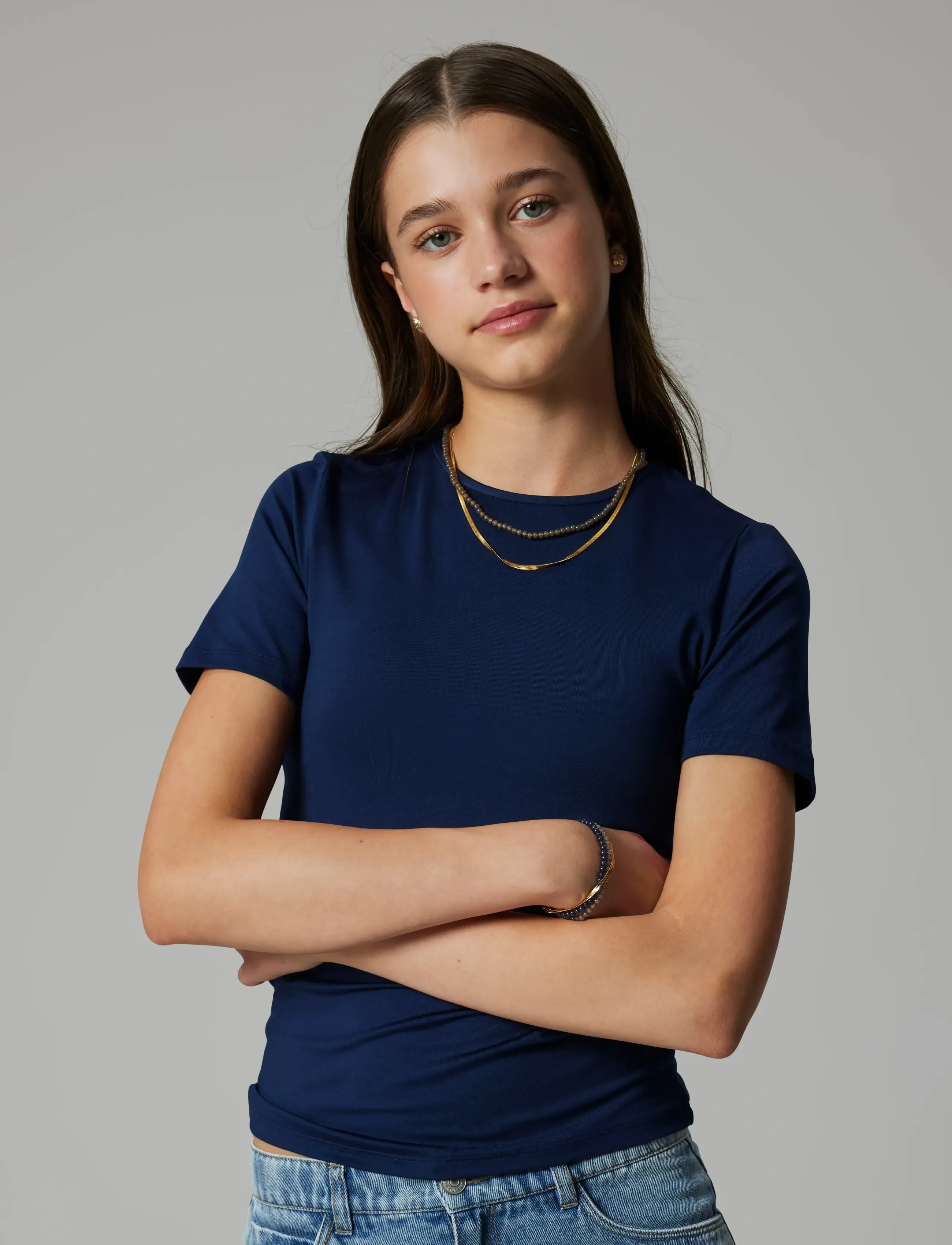LMTD - NLFDINCI SS SHORT S TOP - kortærmede t-shirts - navy blazer - 4