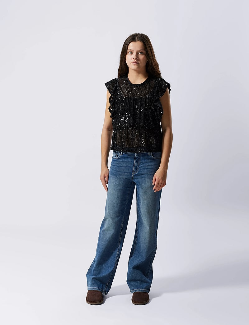 LMTD - NLFTEPPI DNM NW WIDE PANT NOOS - platūs džinsai - dark blue denim - 3