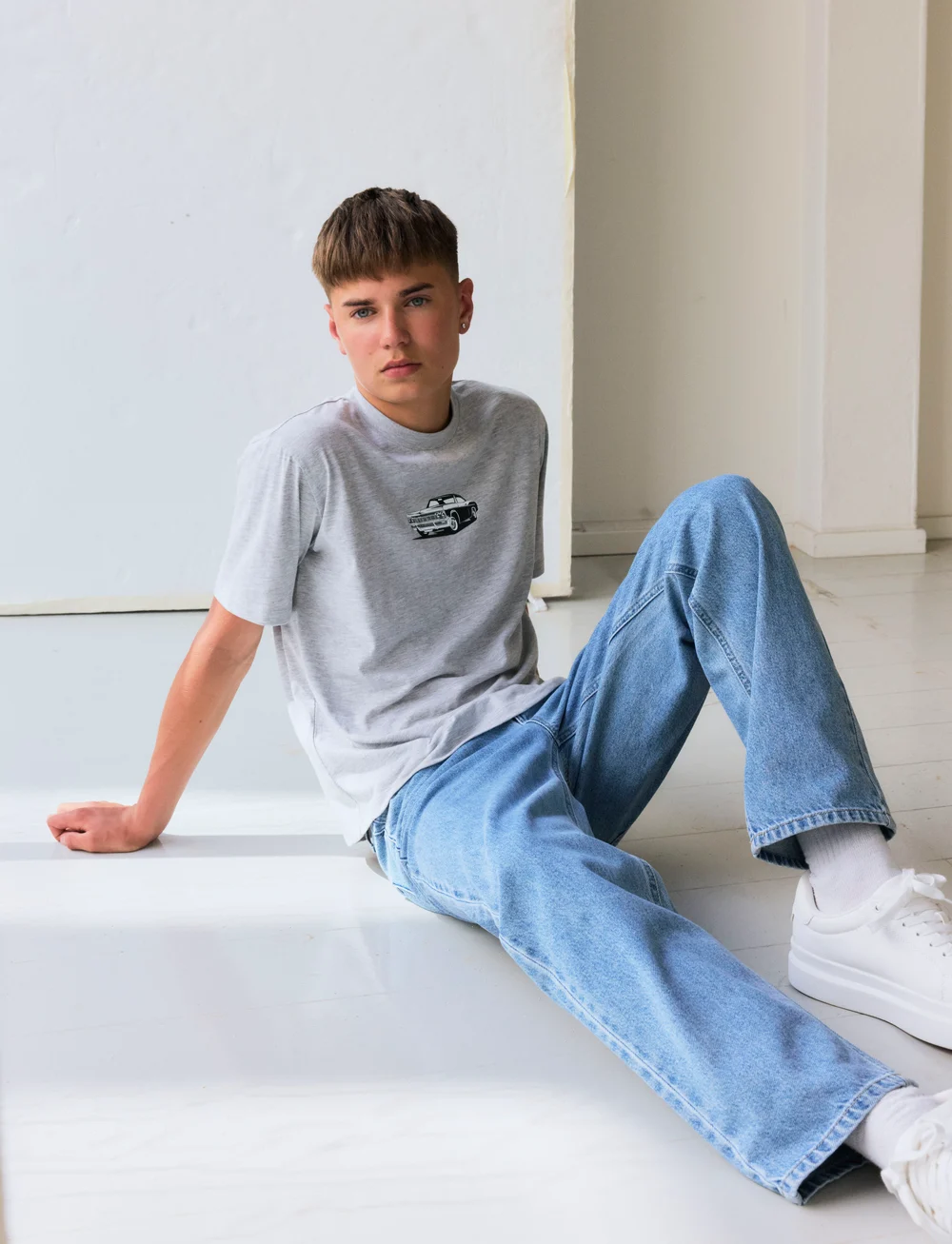 LMTD - NLMSHOSTAR SS L TOP - stutterma bolir - light grey melange - 2