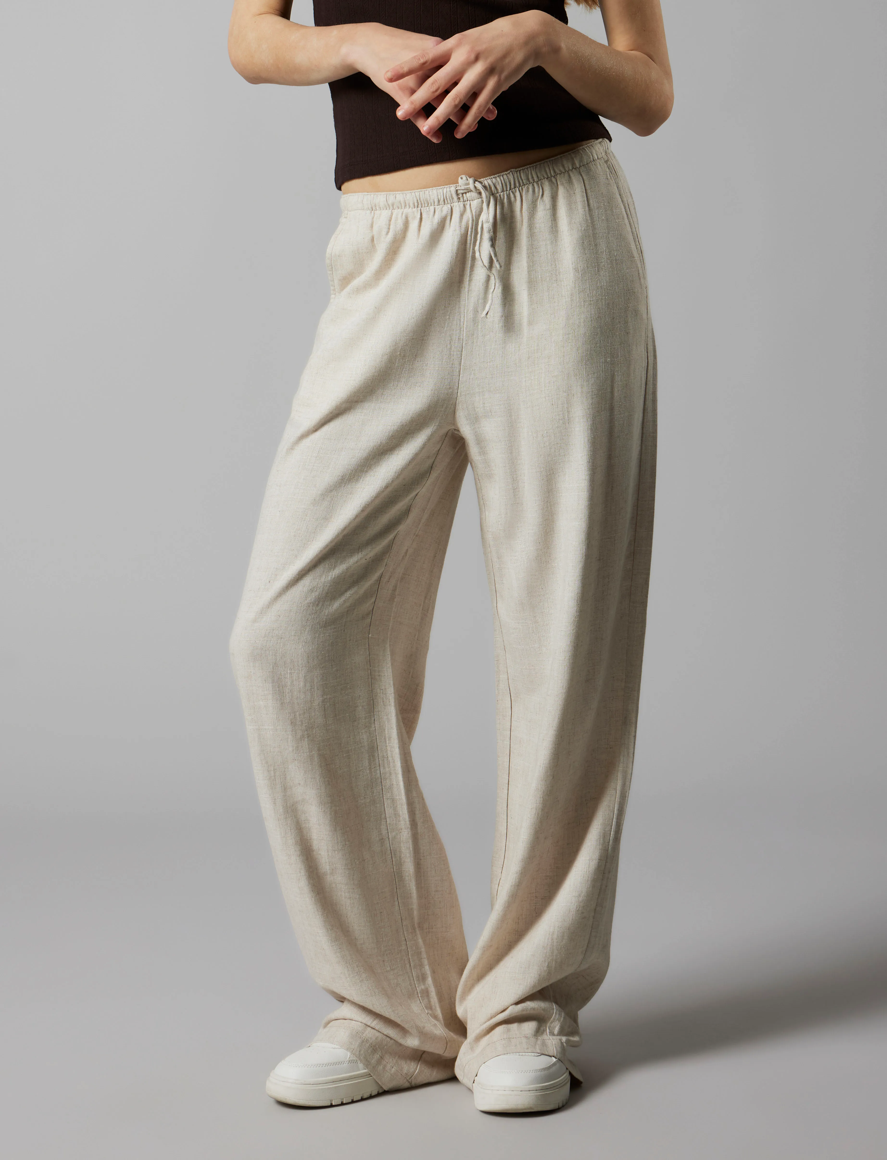 LMTD - NLFFINEN LW WIDE PANT NOOS - trousers - peyote - 2