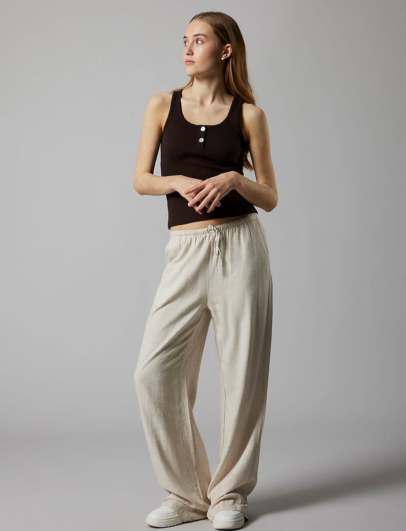 LMTD - NLFFINEN LW WIDE PANT NOOS - linnen kleding - peyote - 3