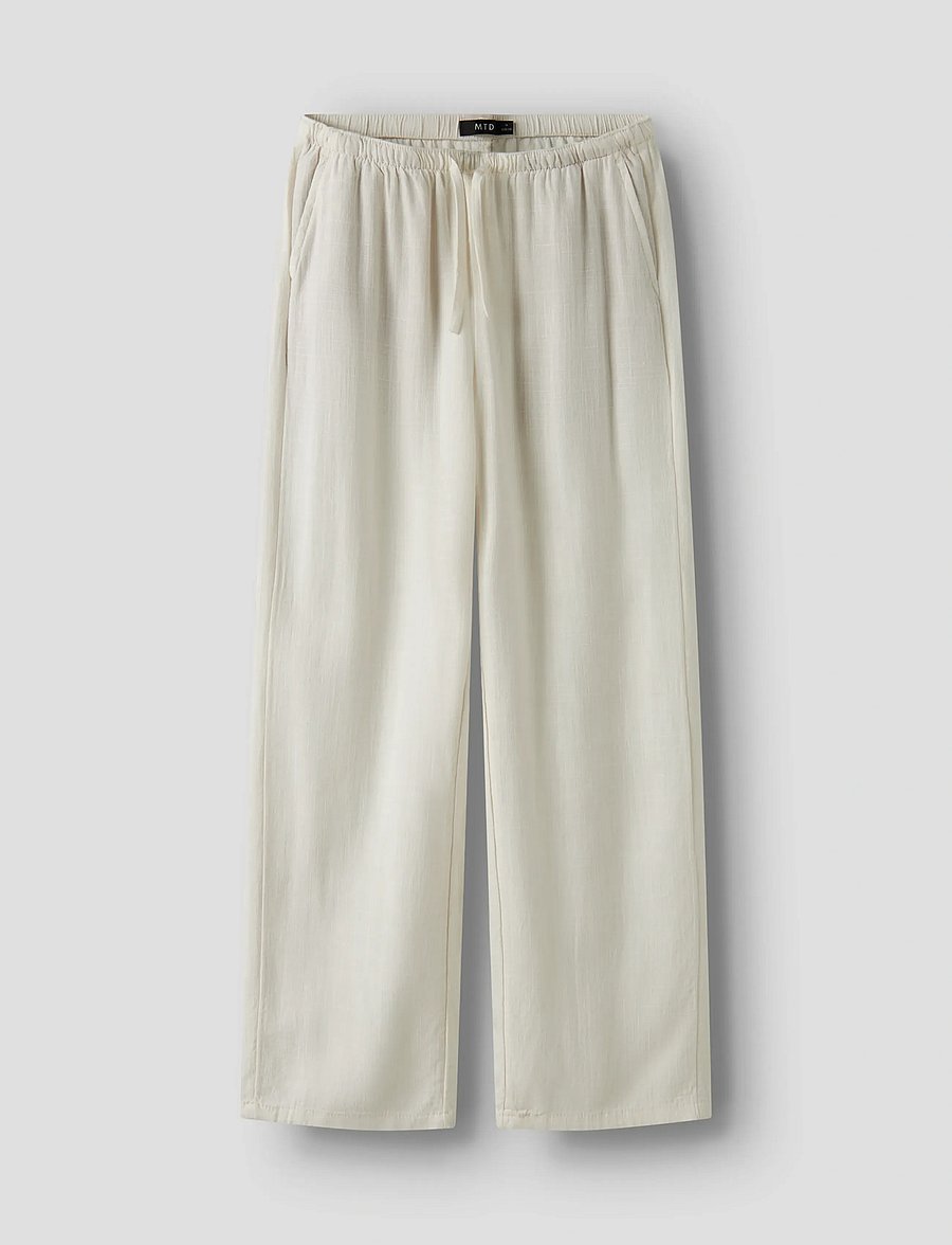 LMTD - NLFFINEN LW WIDE PANT NOOS - linnen kleding - white alyssum - 4