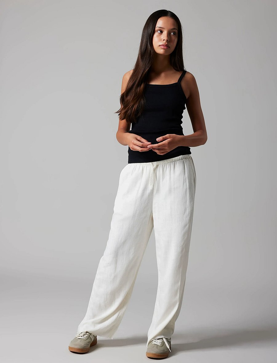 LMTD - NLFFINEN LW WIDE PANT NOOS - linnen kleding - white alyssum - 5