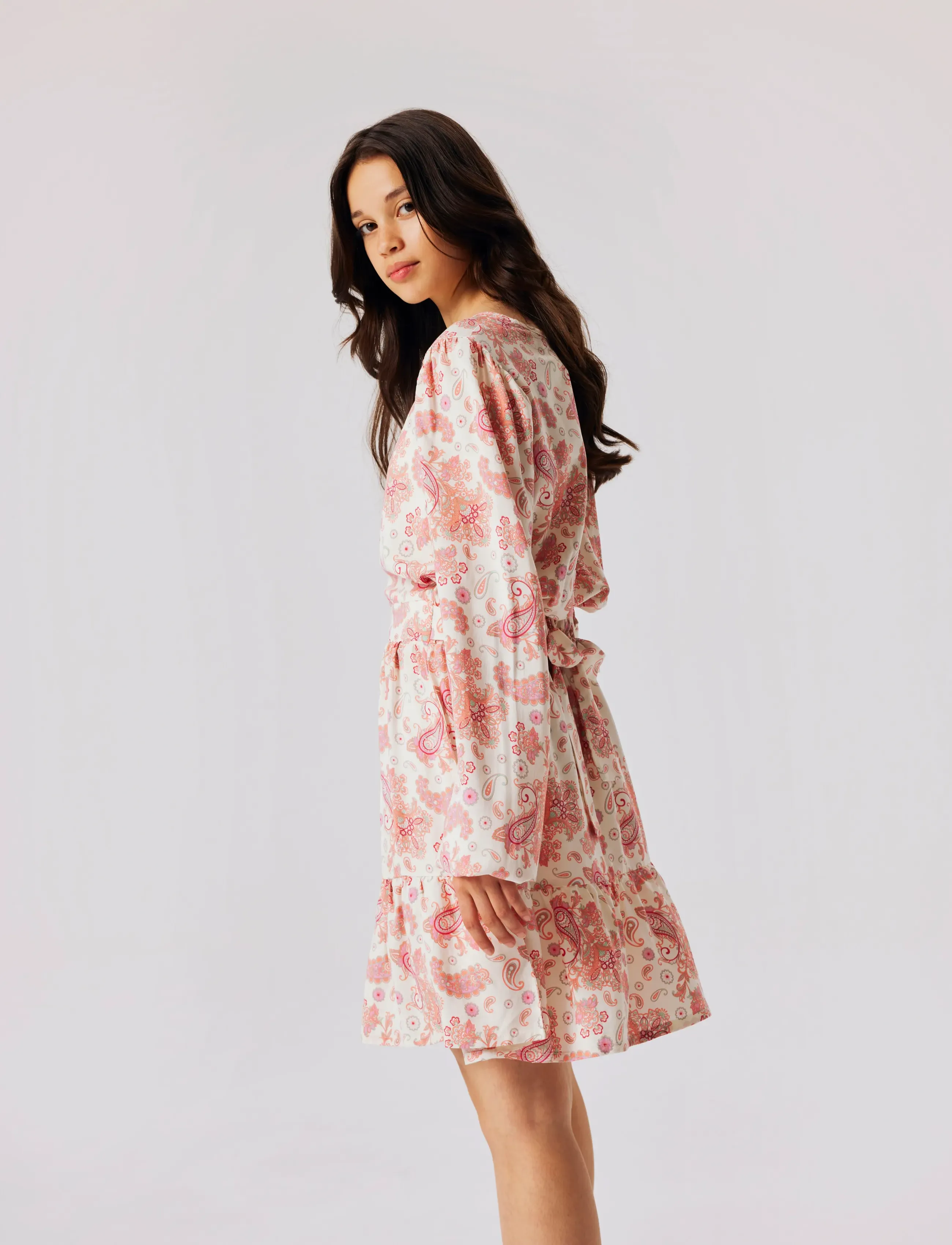 LMTD - NLFSANDY LS SHORT DRESS - long-sleeved casual dresses - georgia peach - 4