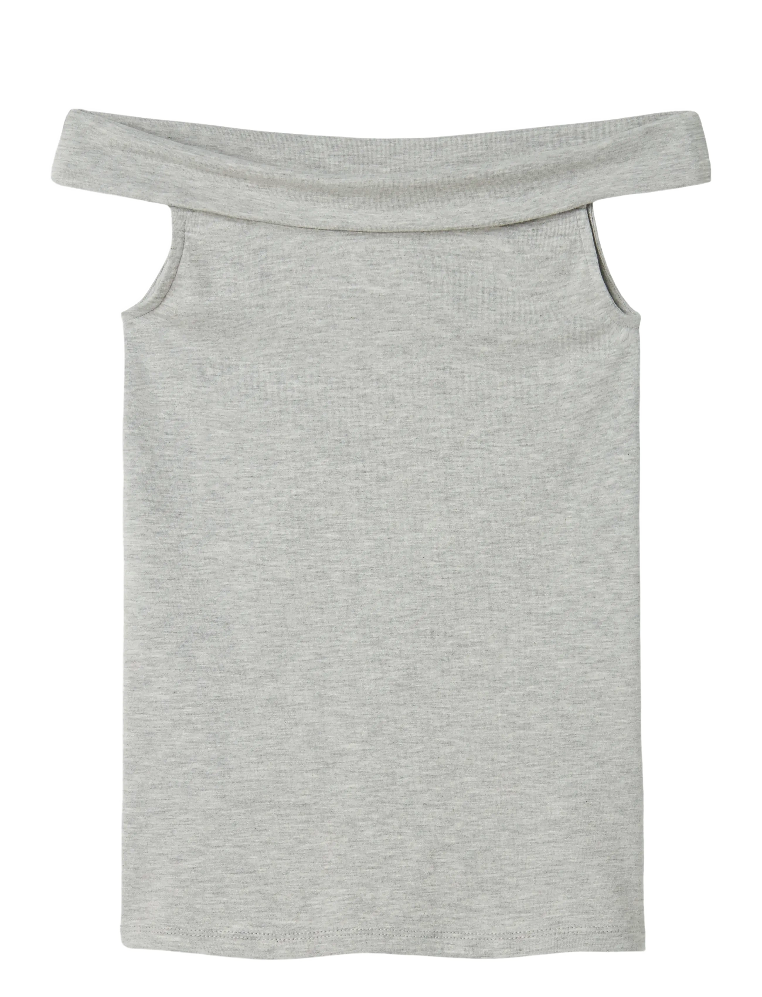 LMTD NLFBENEDICTE SHORT OFF SHOULDER TOP - T-shirts - LIGHT GREY MELANGE / grey