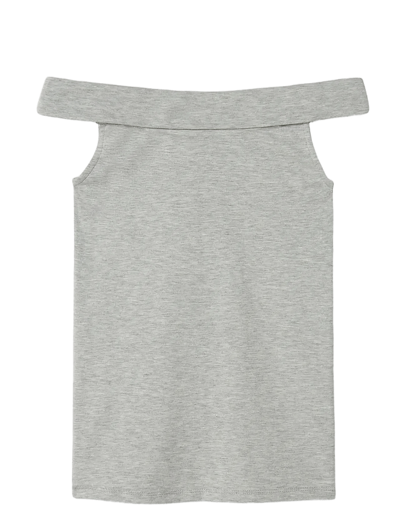 LMTD - NLFBENEDICTE SHORT OFF SHOULDER TOP - Ærmeløs undertrøje - light grey melange - 2