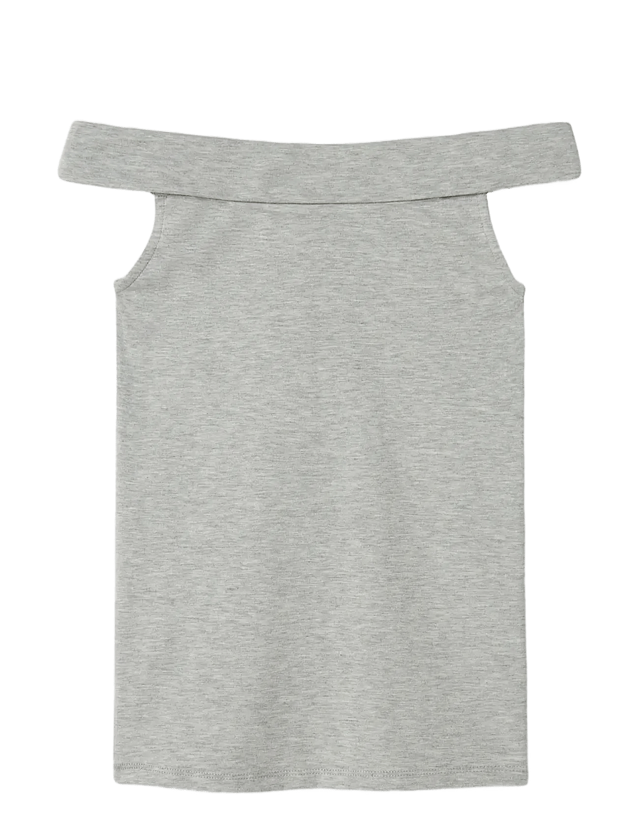 LMTD - NLFBENEDICTE SHORT OFF SHOULDER TOP - tanktops - light grey melange - 2