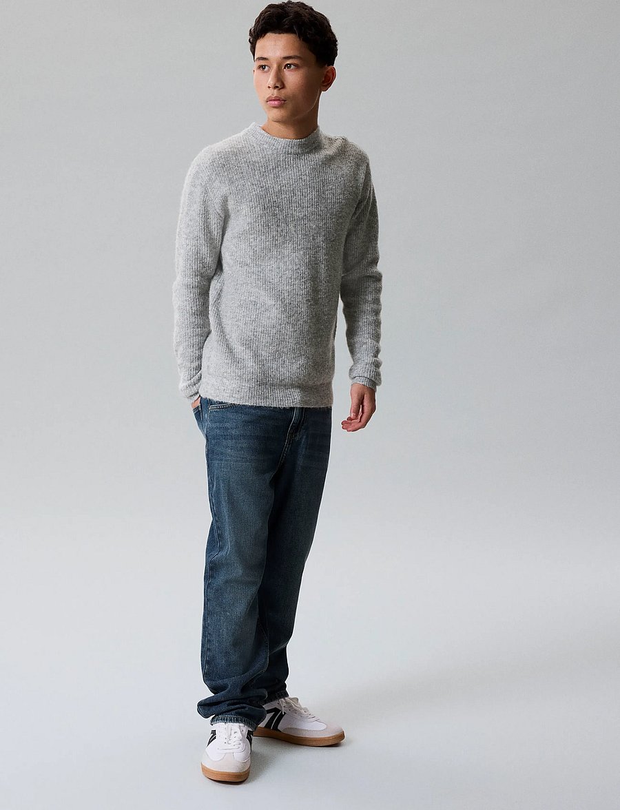 LMTD - NLMKLEAVE LS O-NECK KNIT NOOS - trøjer - light grey melange - 0