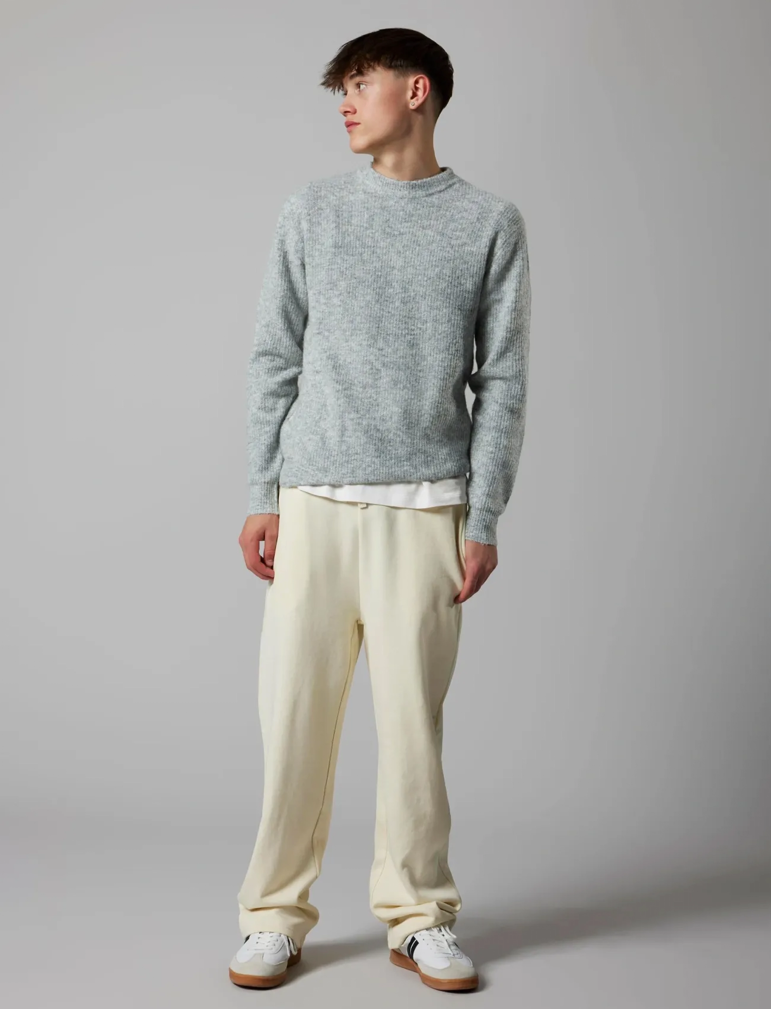 LMTD - NLMKLEAVE LS O-NECK KNIT NOOS - pullover - light grey melange - 3