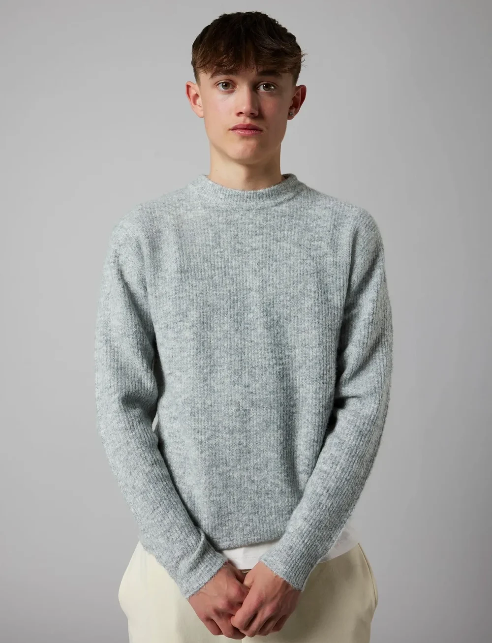 LMTD - NLMKLEAVE LS O-NECK KNIT NOOS - trøjer - light grey melange - 5