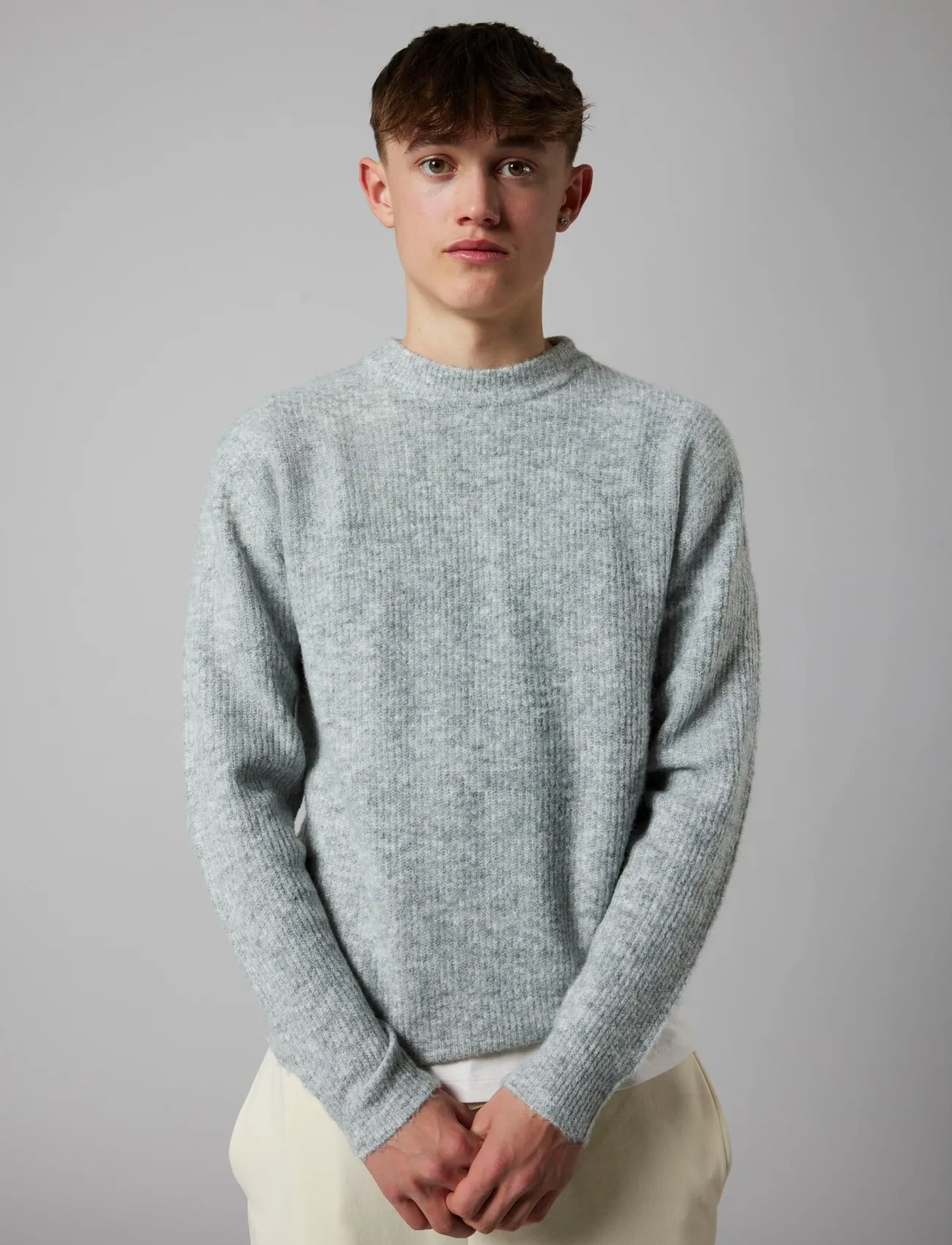 LMTD - NLMKLEAVE LS O-NECK KNIT NOOS - pullover - light grey melange - 4
