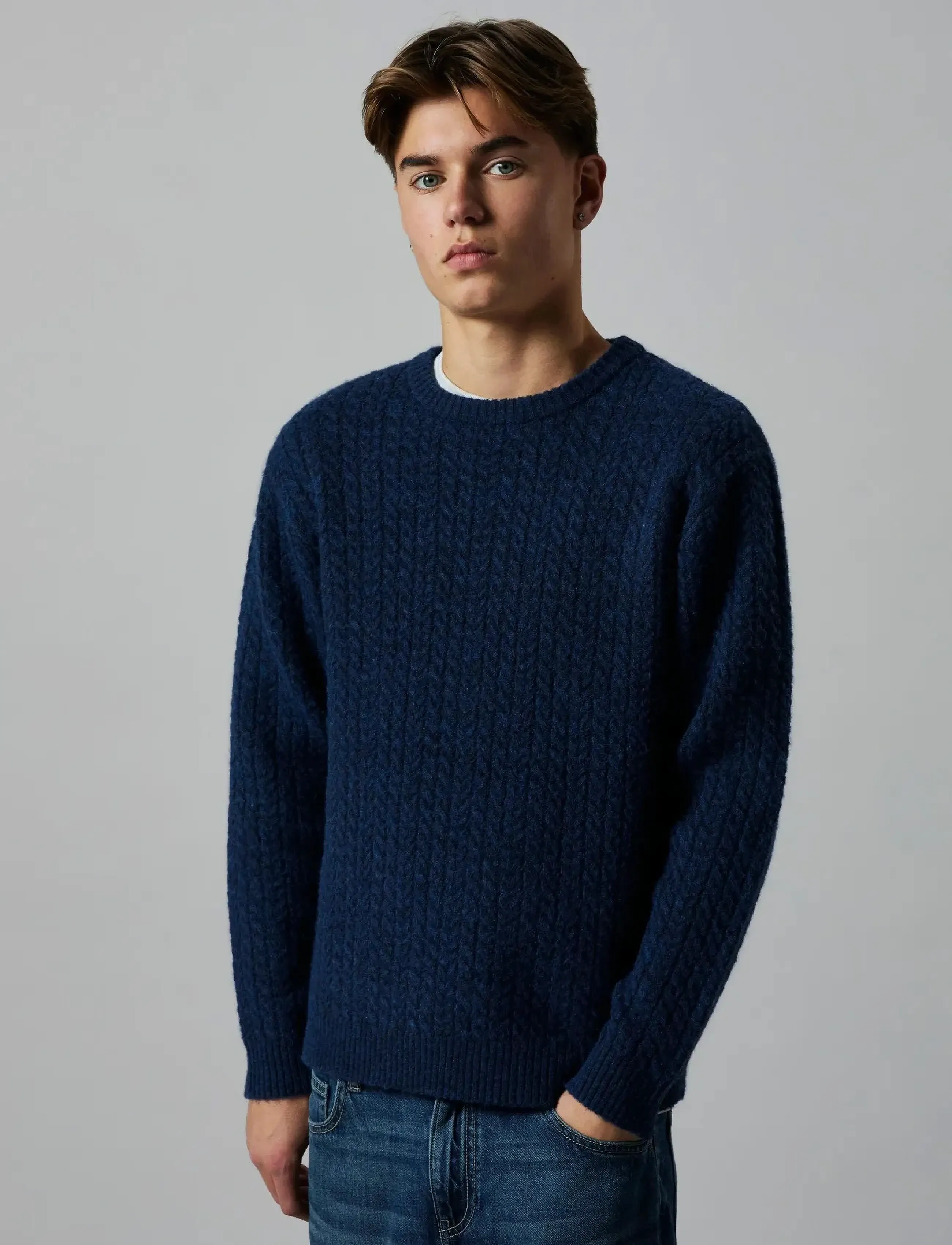 LMTD NLMKAVE LS O-NECK KNIT - Meestele - NAVY BLAZER / navy