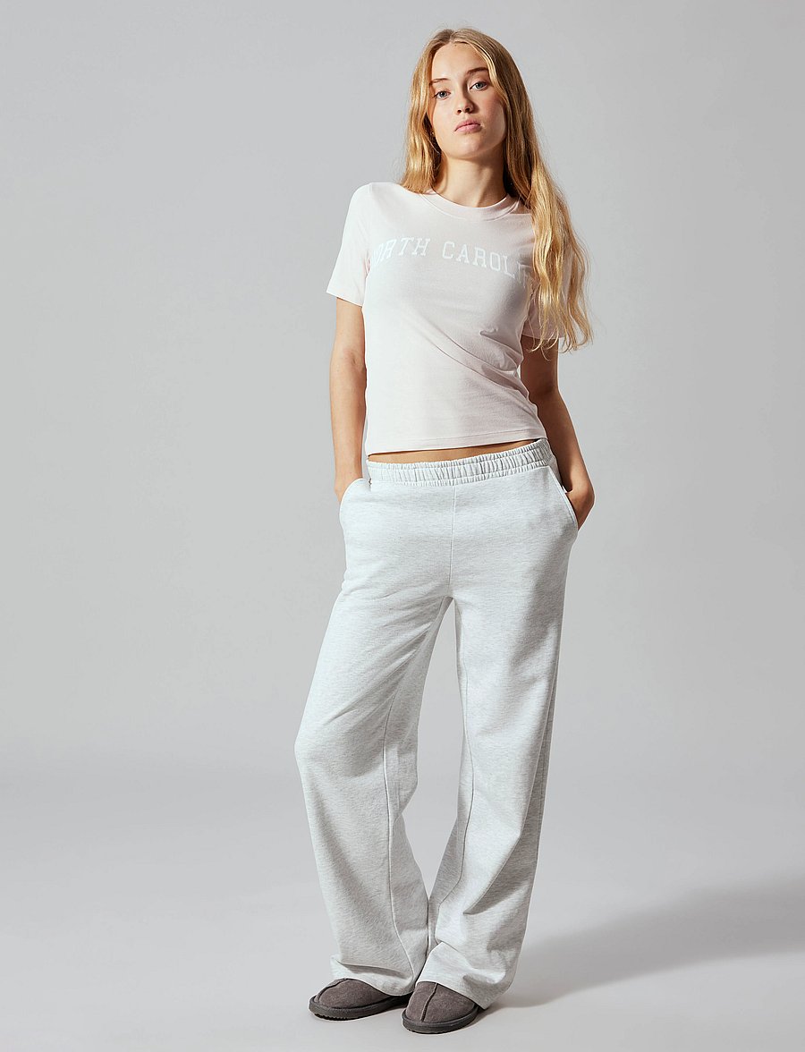 LMTD - NLFNIZU BRU LW WIDE SWEAT PANT NOOS - mjukisbyxor - light grey melange - 3