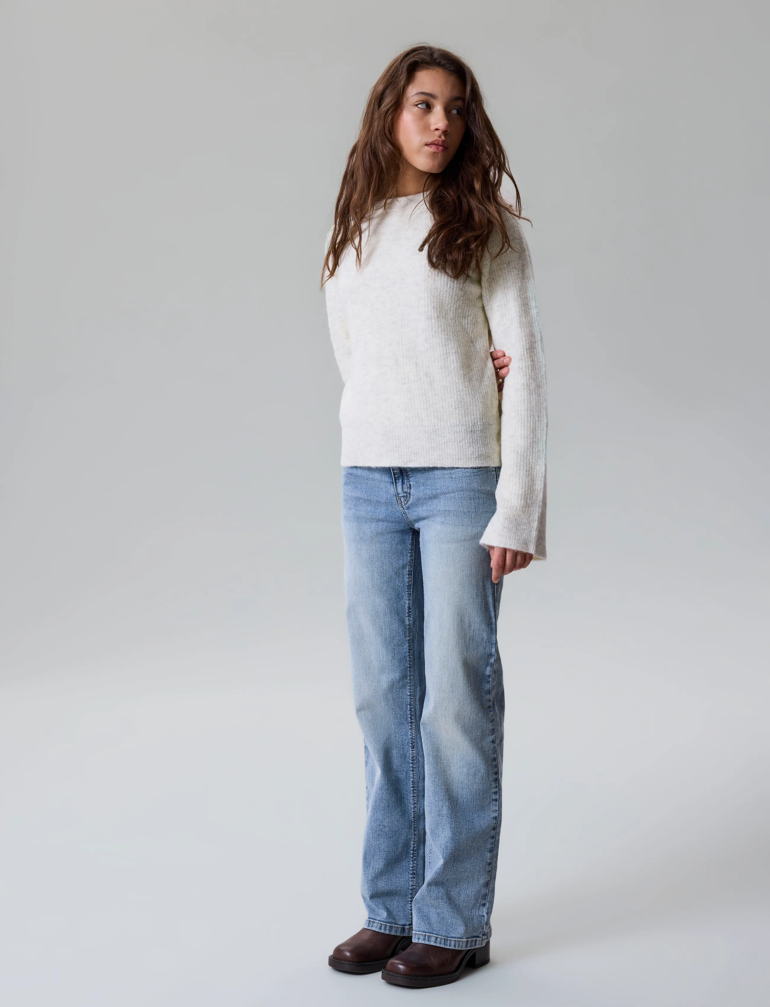 LMTD - NLFKLEAVE LS SHORT KNIT NOOS - trøjer - antique white - 2
