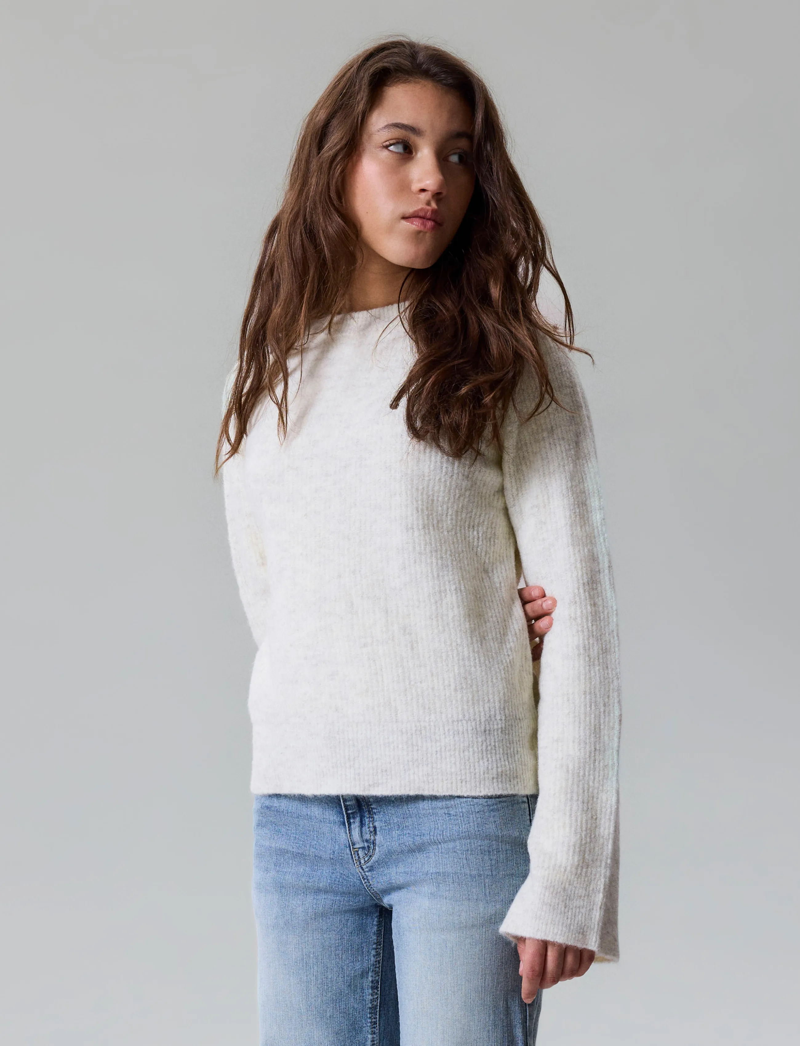 LMTD - NLFKLEAVE LS SHORT KNIT NOOS - trøjer - antique white - 3