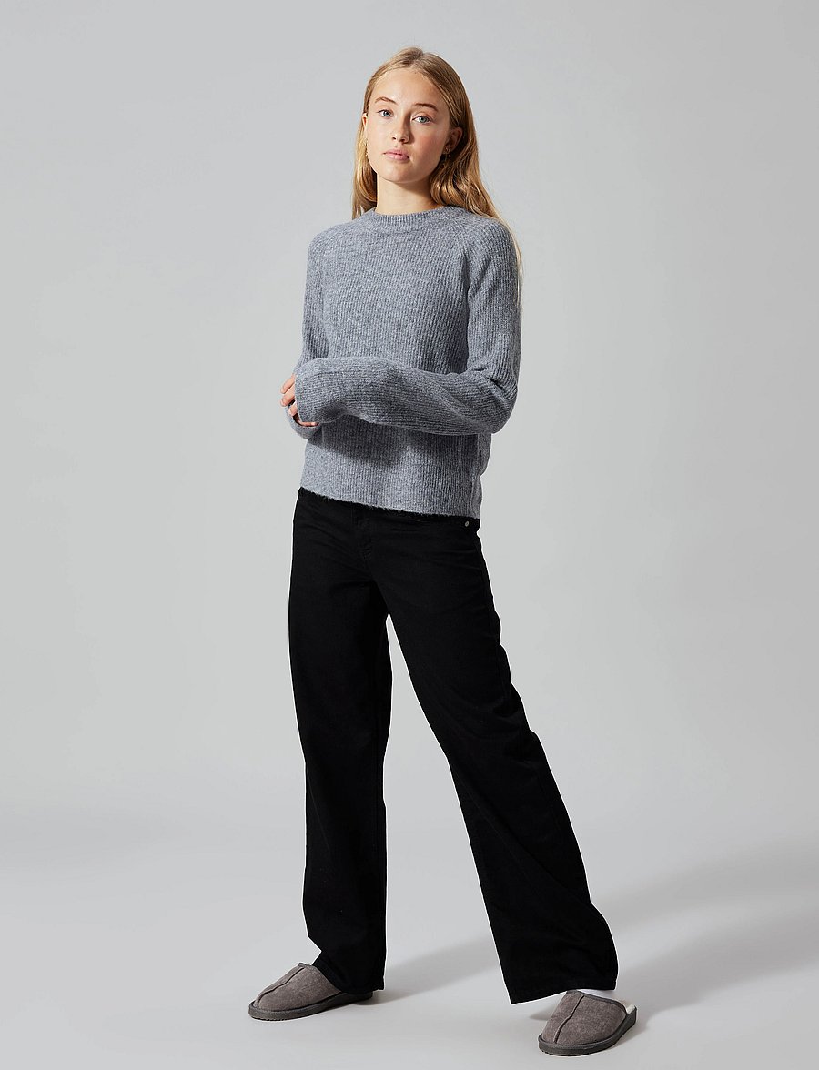 LMTD - NLFKLEAVE LS SHORT KNIT NOOS - džemprid - grey melange - 2