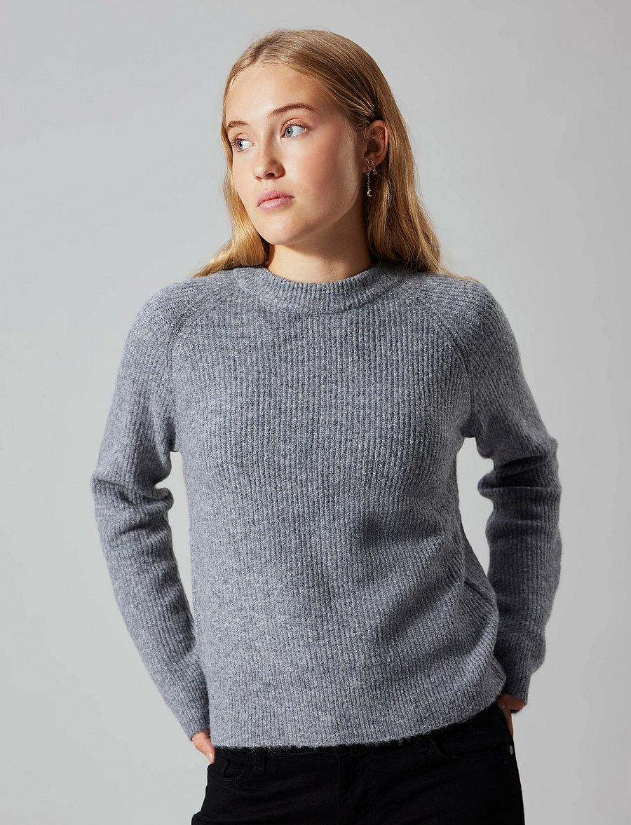LMTD - NLFKLEAVE LS SHORT KNIT NOOS - džemprid - grey melange - 3
