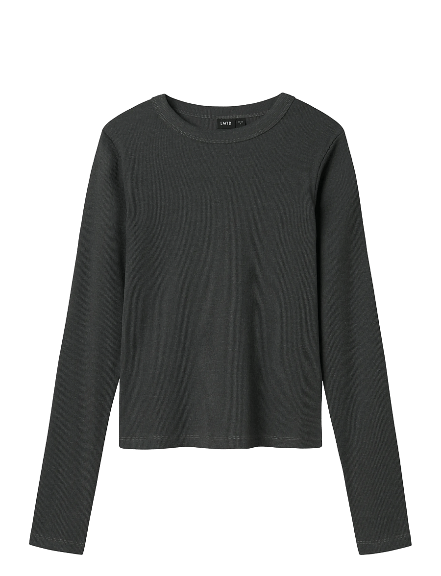 LMTD - NLFHINAJA LS SOLID SHORT S TOP NOOS - pikkade varrukatega t-särgid - dark grey melange - 0