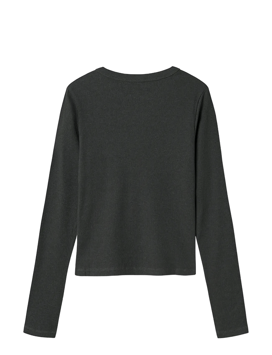 LMTD - NLFHINAJA LS SOLID SHORT S TOP NOOS - pikkade varrukatega t-särgid - dark grey melange - 1
