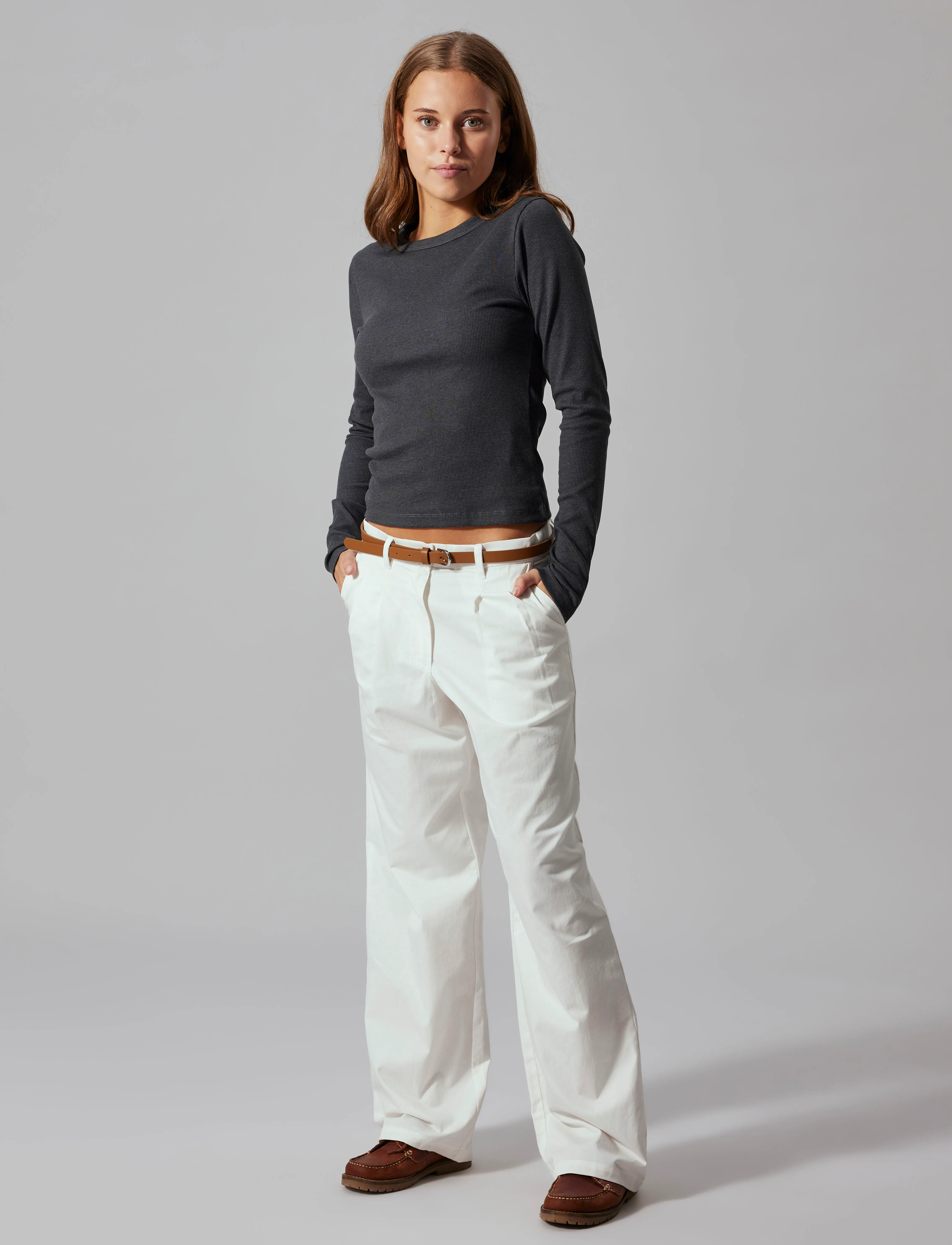 LMTD - NLFHINAJA LS SOLID SHORT S TOP NOOS - t-shirts - dark grey melange - 3