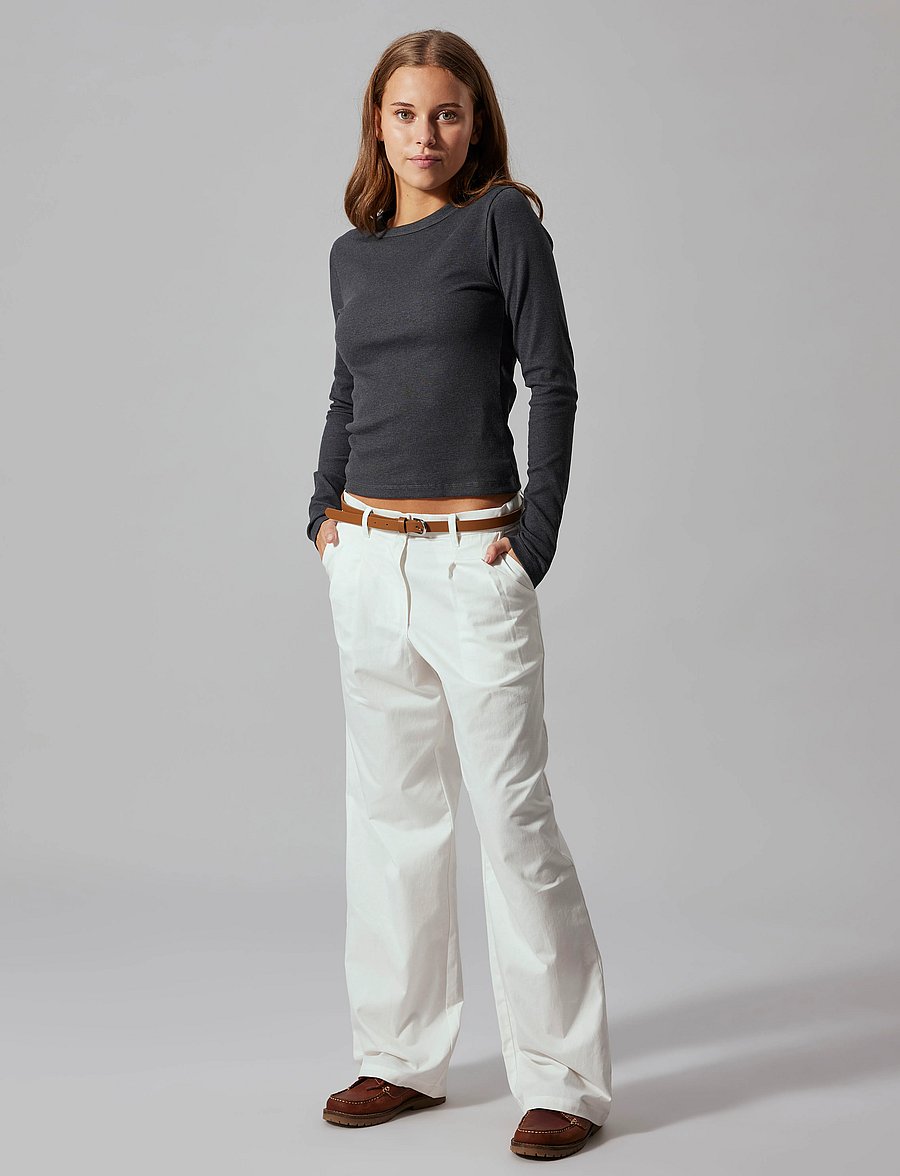 LMTD - NLFHINAJA LS SOLID SHORT S TOP NOOS - pikkade varrukatega t-särgid - dark grey melange - 3
