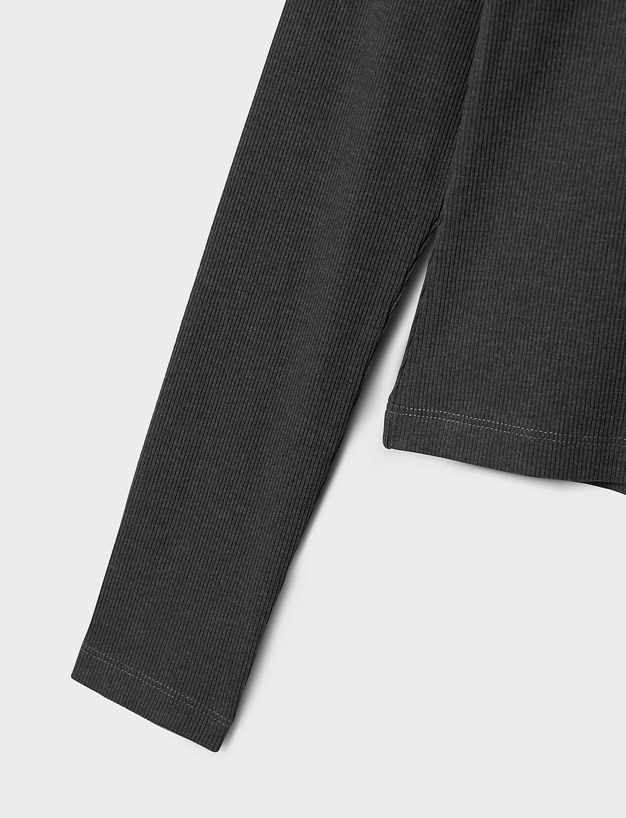 LMTD - NLFHINAJA LS SOLID SHORT S TOP NOOS - pikkade varrukatega t-särgid - dark grey melange - 4