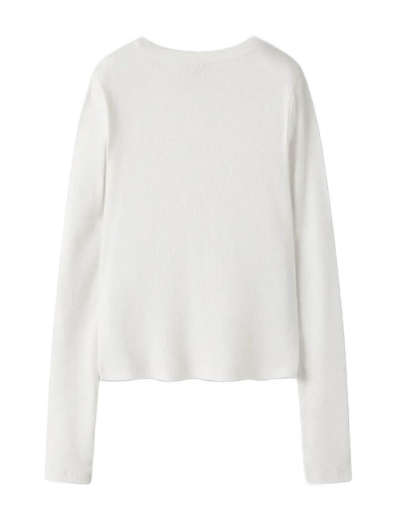 LMTD - NLFHINAJA LS SOLID SHORT S TOP NOOS - langærmede t-shirts - white alyssum - 1