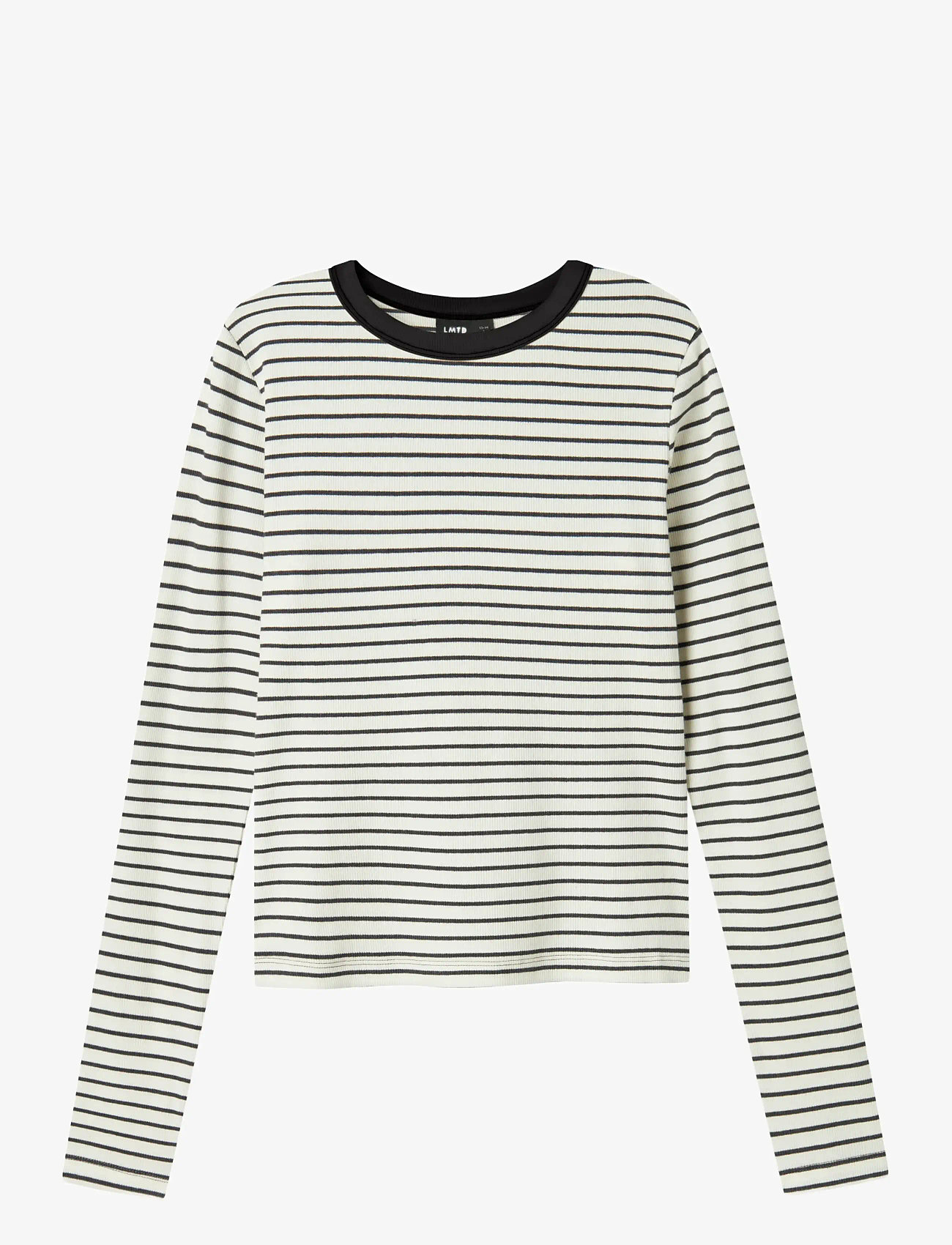 LMTD - NLFHINAJA LS STRIPE SHORT S TOP NOOS - autumn clothing - dark grey melange - 0