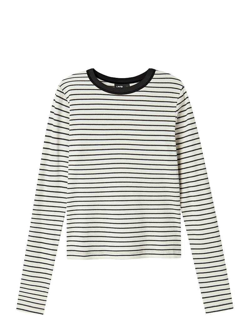 LMTD - NLFHINAJA LS STRIPE SHORT S TOP NOOS - langærmede t-shirts - dark grey melange - 0